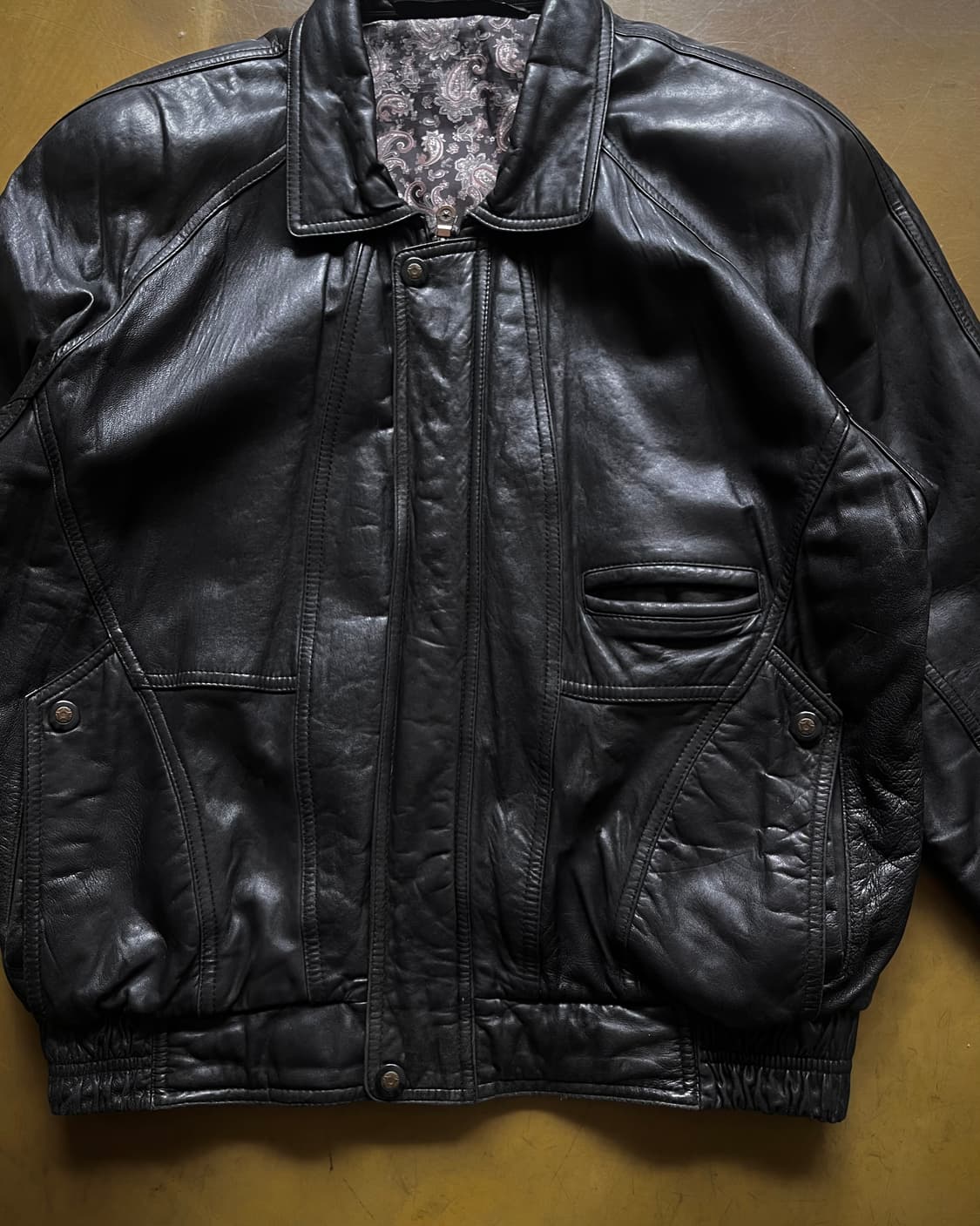 1990s Real Lambskin Leather Bomber JK 상품이미지4