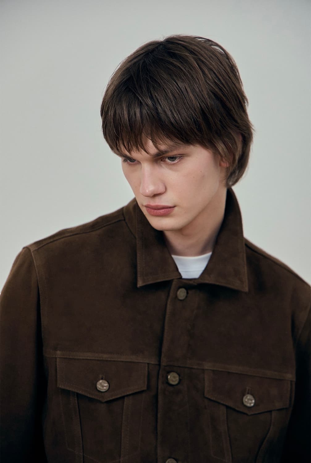 [M] STU 고트 스웨이드 레더 가죽 트러커 자켓 브라운 상품이미지8