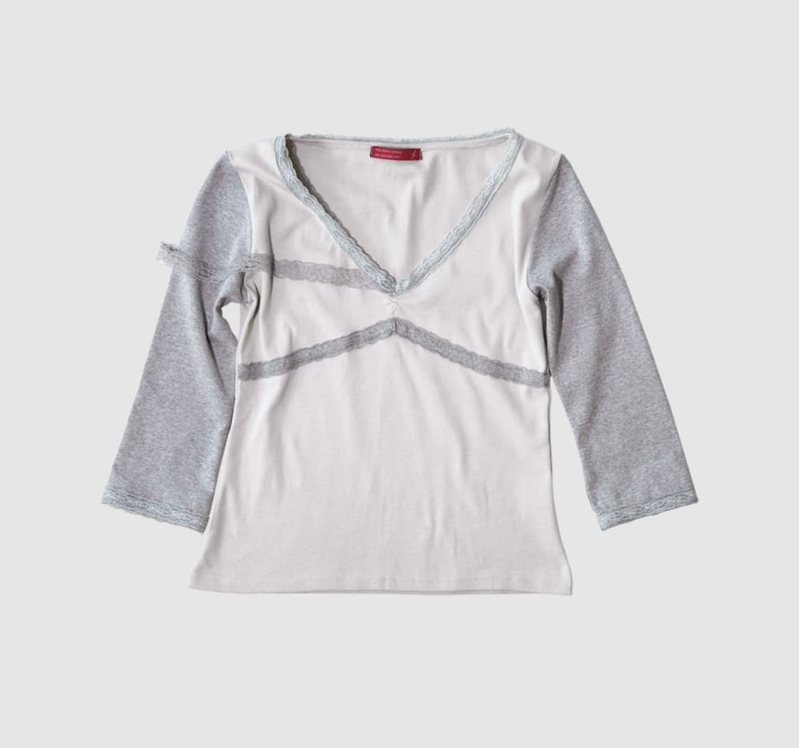 가격내림X 인앤양인하모니 Lace top, grey 상품이미지1