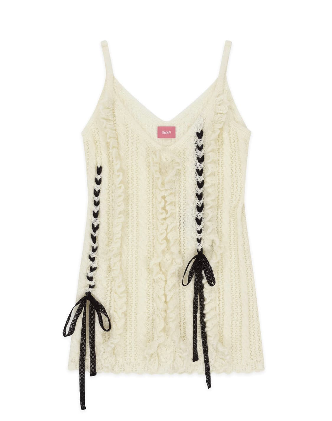 시눈 Crochet Ribbon Tie Sleeveless Dress 상품이미지1