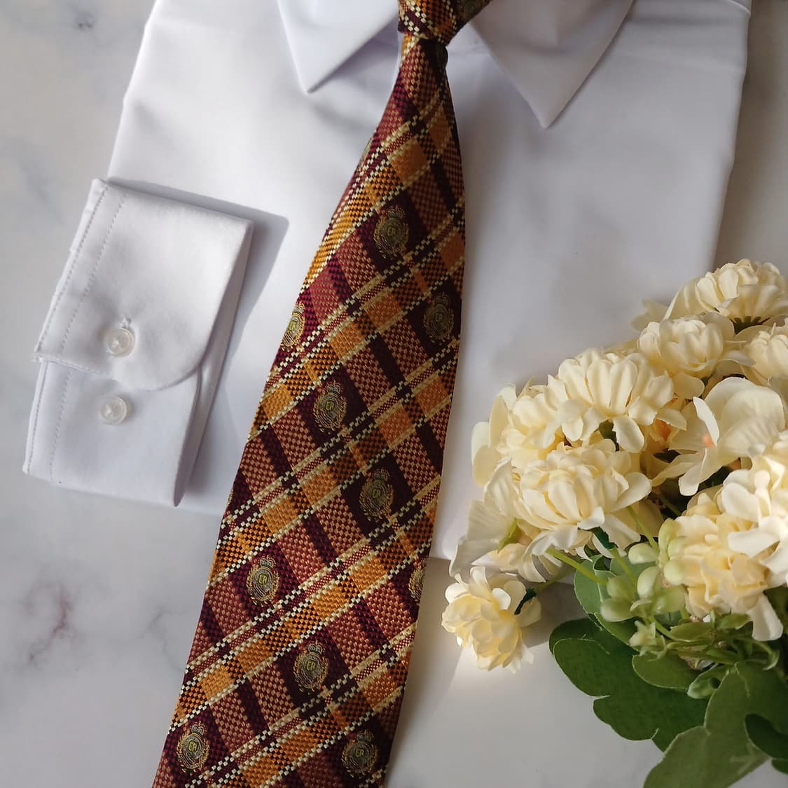 아쿠아스큐텀 실크 체크 크레스트 넥타이 9.5cm A+등급 A19290
 상품이미지7