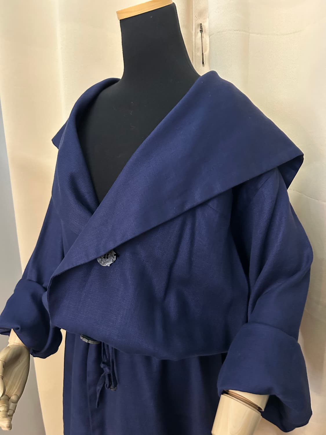 요지 야마모토 린넨100% 네이비 아방가르드 스트링자켓 상품이미지3