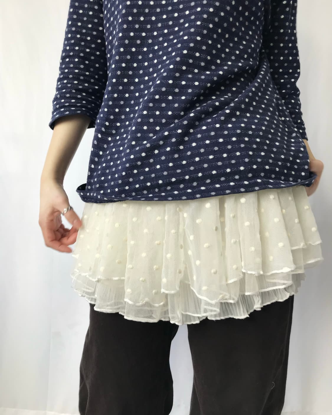 도트 레이스 레이어드 스커트  상품이미지2