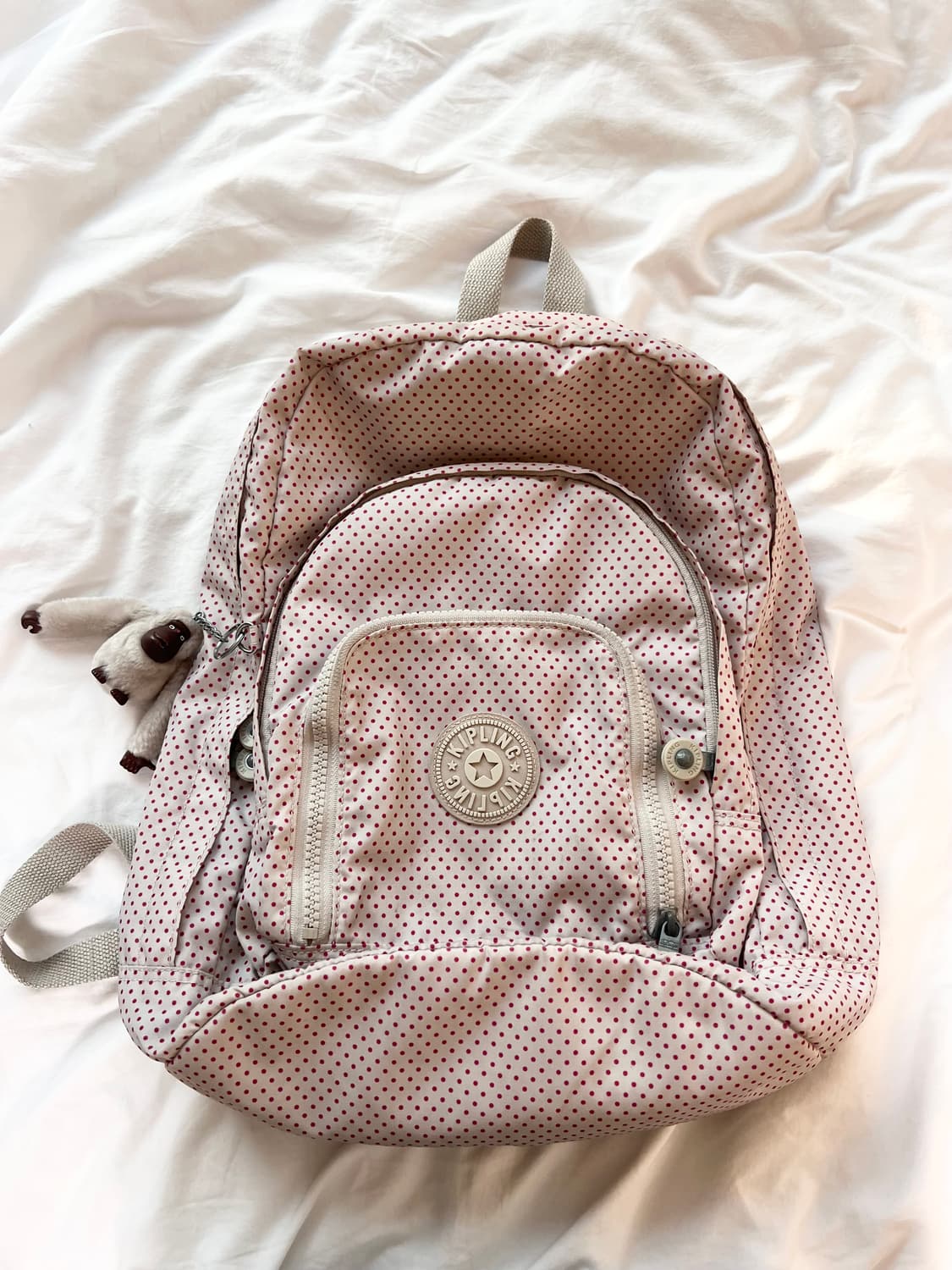 키플링 정품 핑크 도트 백팩 베이지컬러&핑크도트 희귀매물 상품이미지6