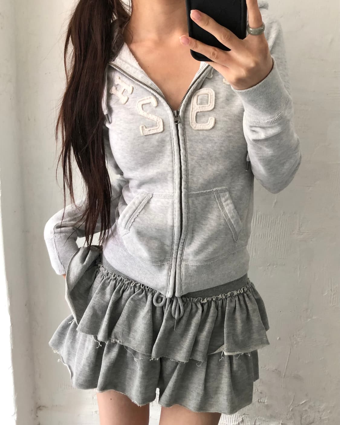 Abercrombie&Fitch 아베크롬비 패치로고 라이트그레이 후드집업 상품이미지1