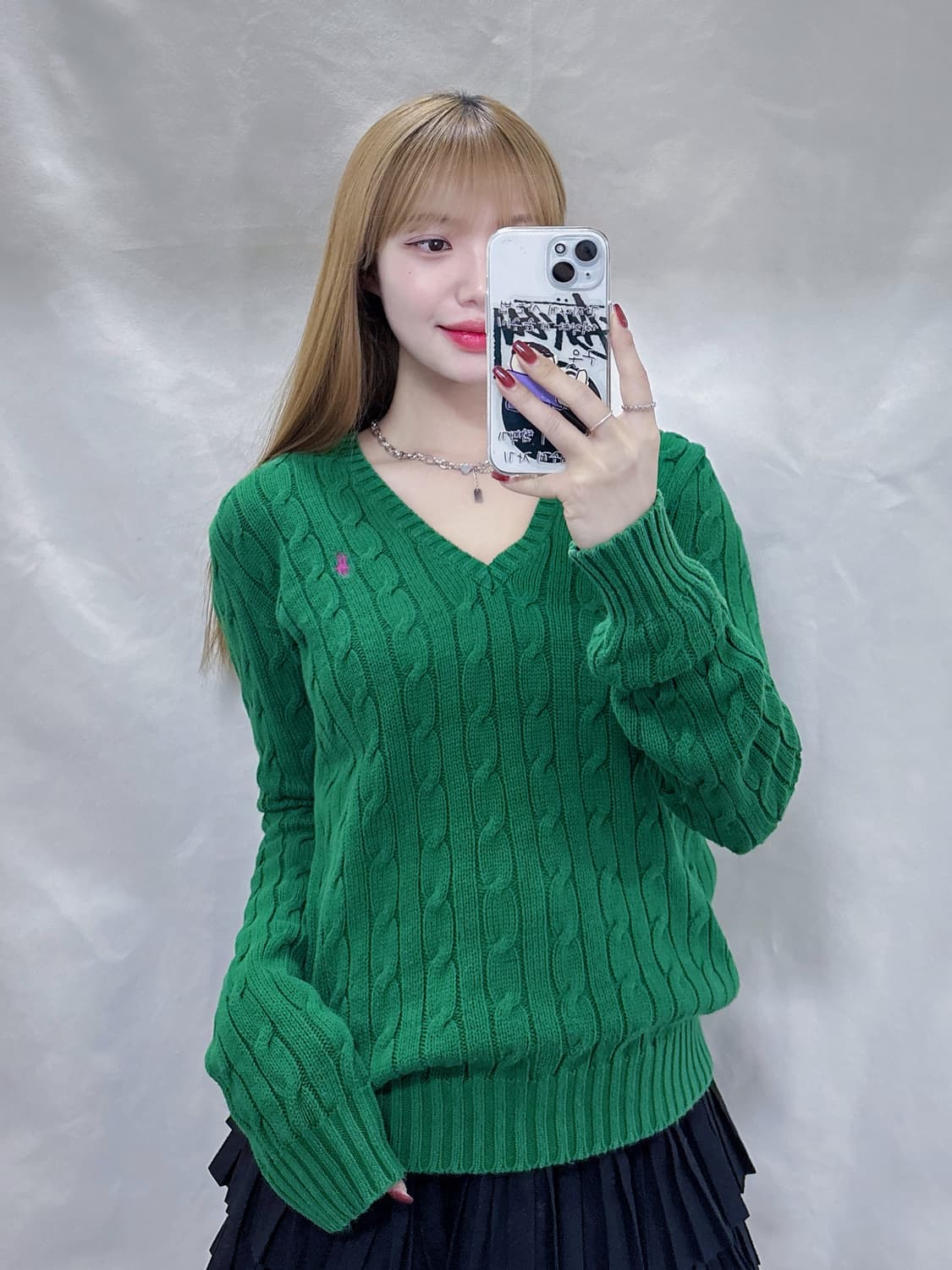 폴로 랄프로렌 그린 포니 브이넥 니트  상품이미지1