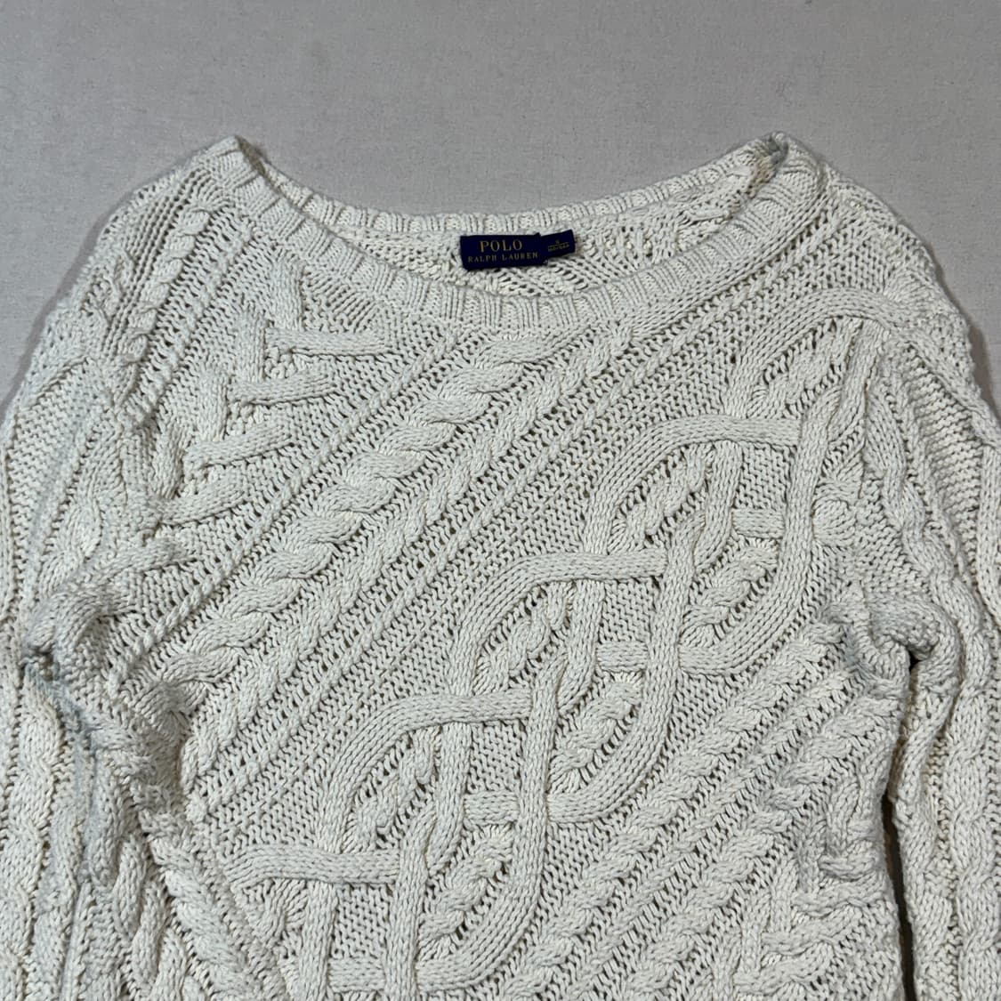 S) 폴로 랄프로렌 믹스 케이블 코튼 니트 아이보리 상품이미지3