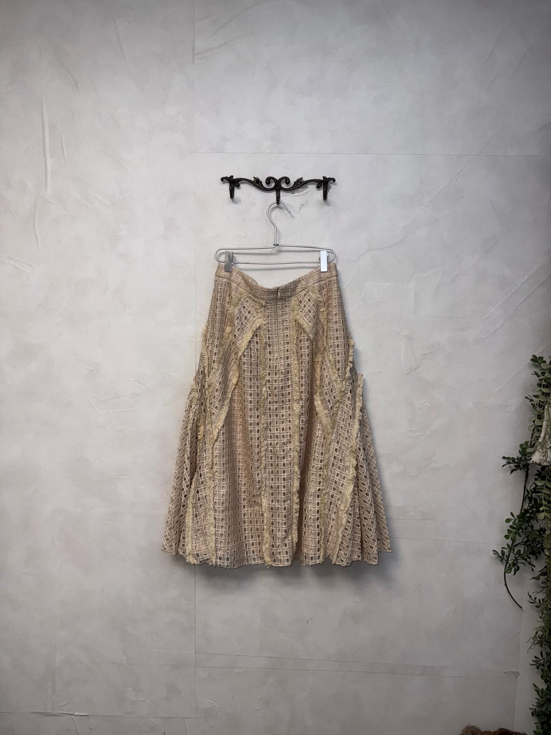 O’2ND beige grunge net pleats skirt 상품이미지4