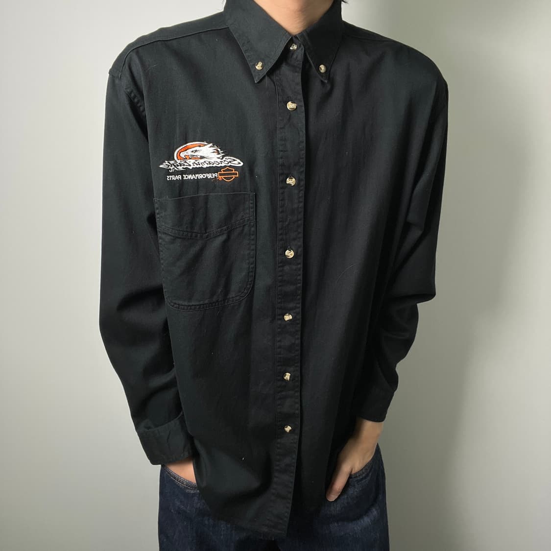 할리데이비슨 스크리밍 이글 블랙 버튼업 셔츠 M 상품이미지1
