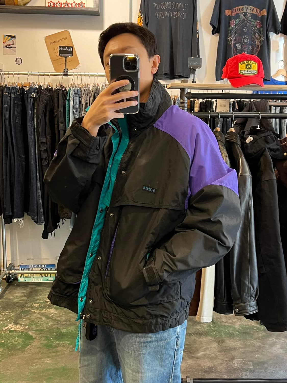 90's [XL] 올드 콜롬비아 컬러블록 바람막이 나일론 쉘 빈티지 자켓 상품이미지3