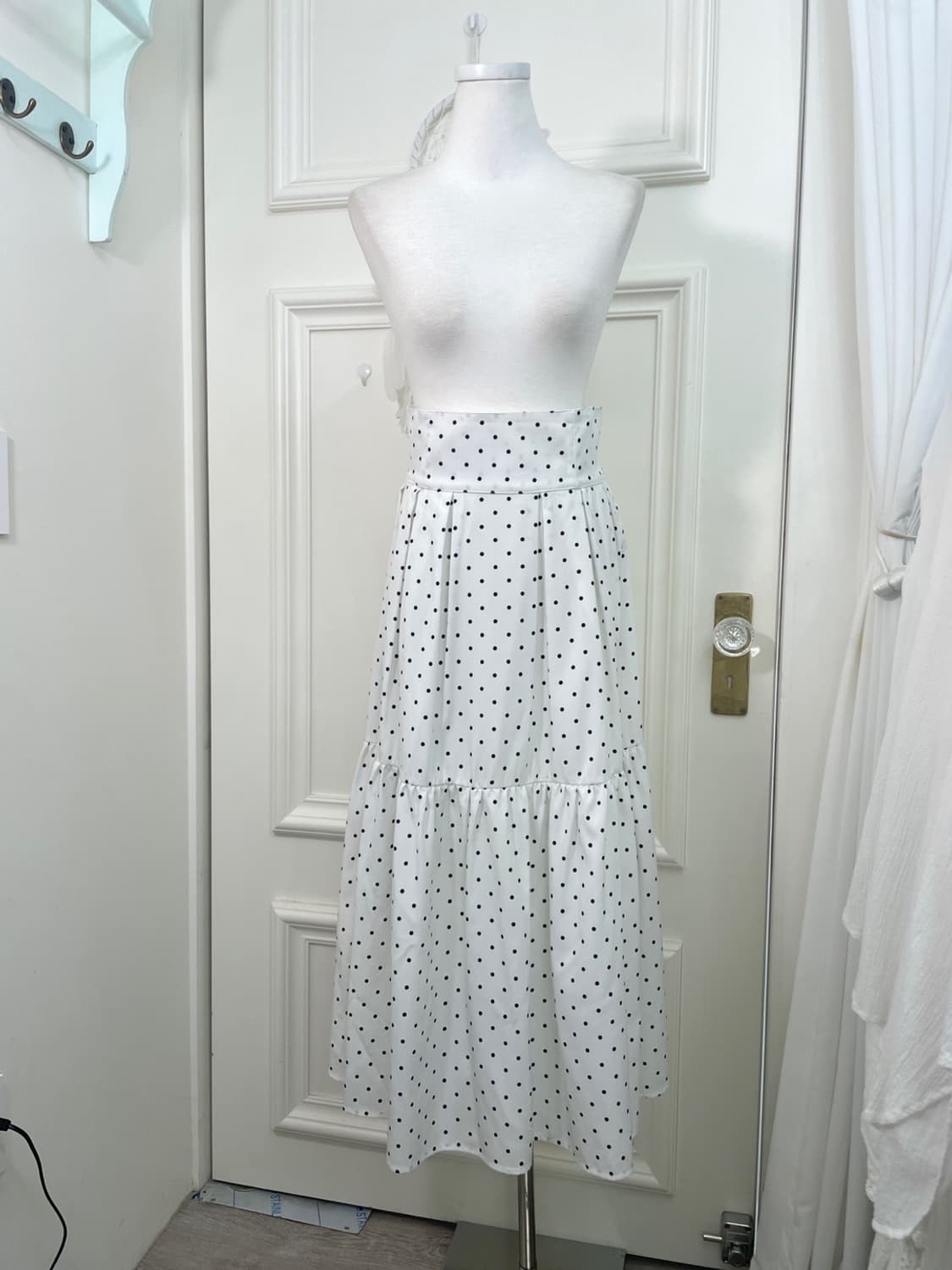 white black dot summer long skirt 상품이미지1