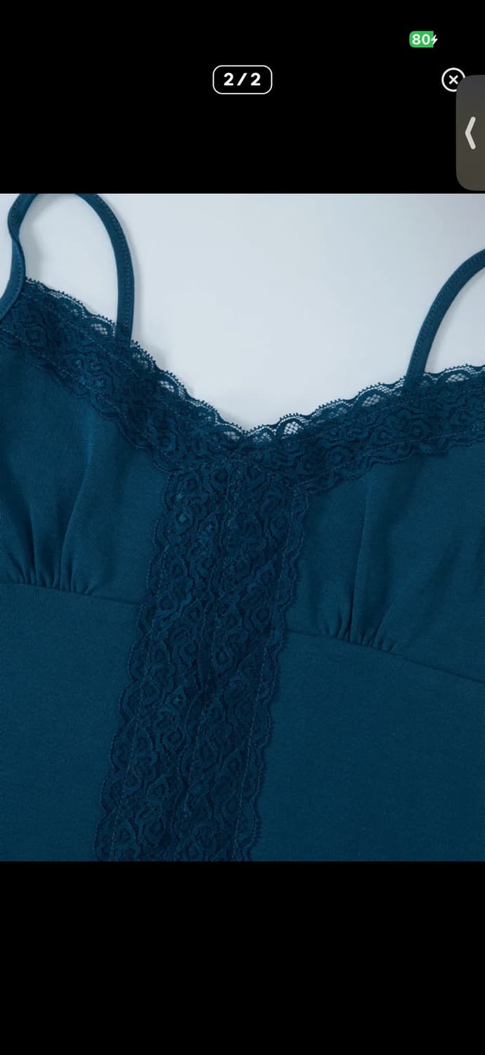 ASON 애즈온 COR LACE SLEEVELESS 블루그린 상품이미지3