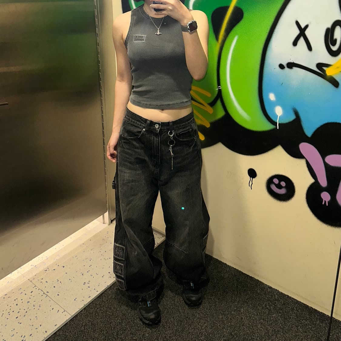 카락터 Vintage emblem denim pants / Black 0 상품이미지3