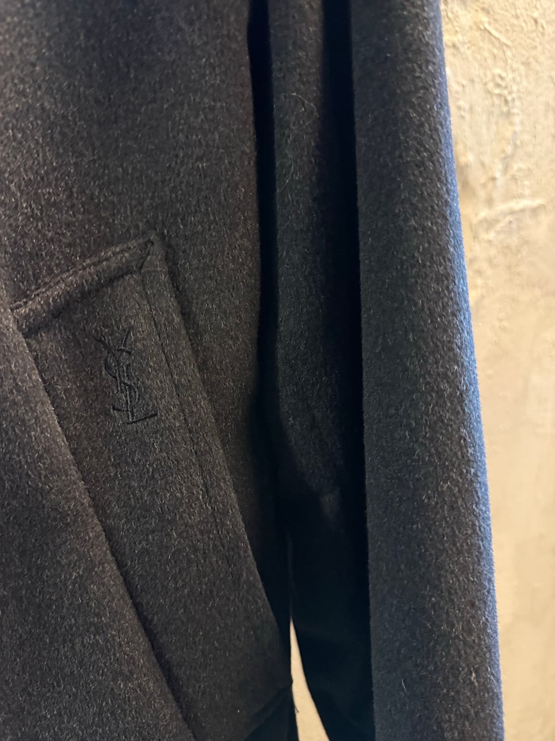 입생로랑 캐시미어 블렌드 울 코트 블랙 L 상품이미지3