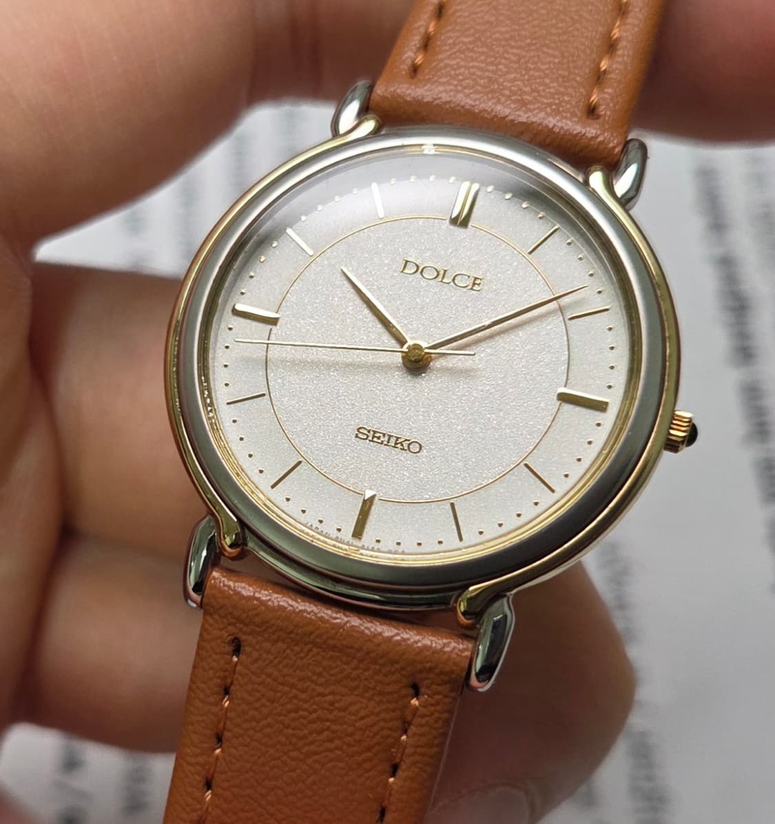 레어] 빈티지 세이코 돌체 화이트 스파클 다이얼 논데이트 슬림쿼츠
 상품이미지3