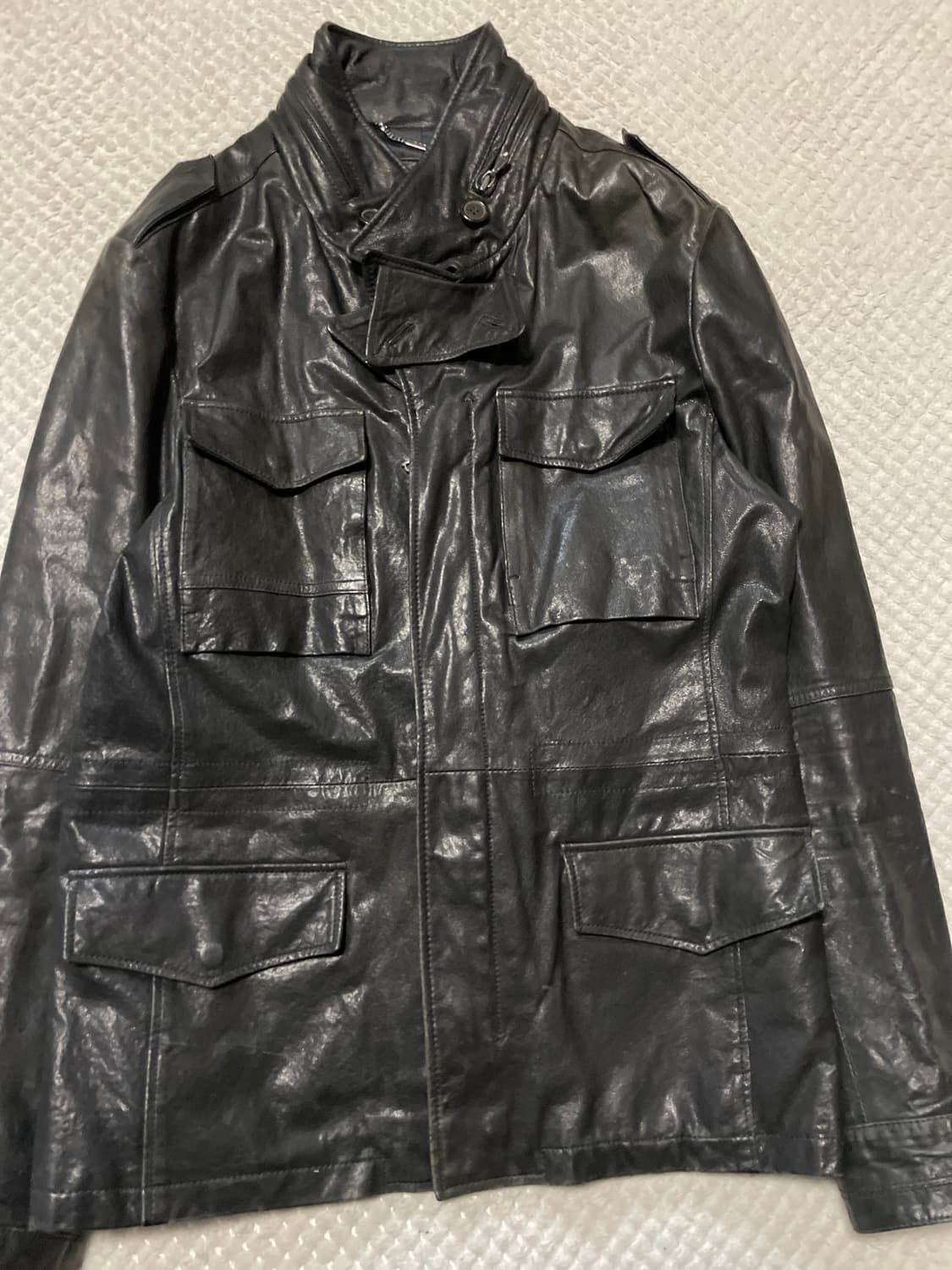 SIEG 웨스턴 무드 램스킨 양가죽 절개 포켓 레더 자켓 상품이미지6