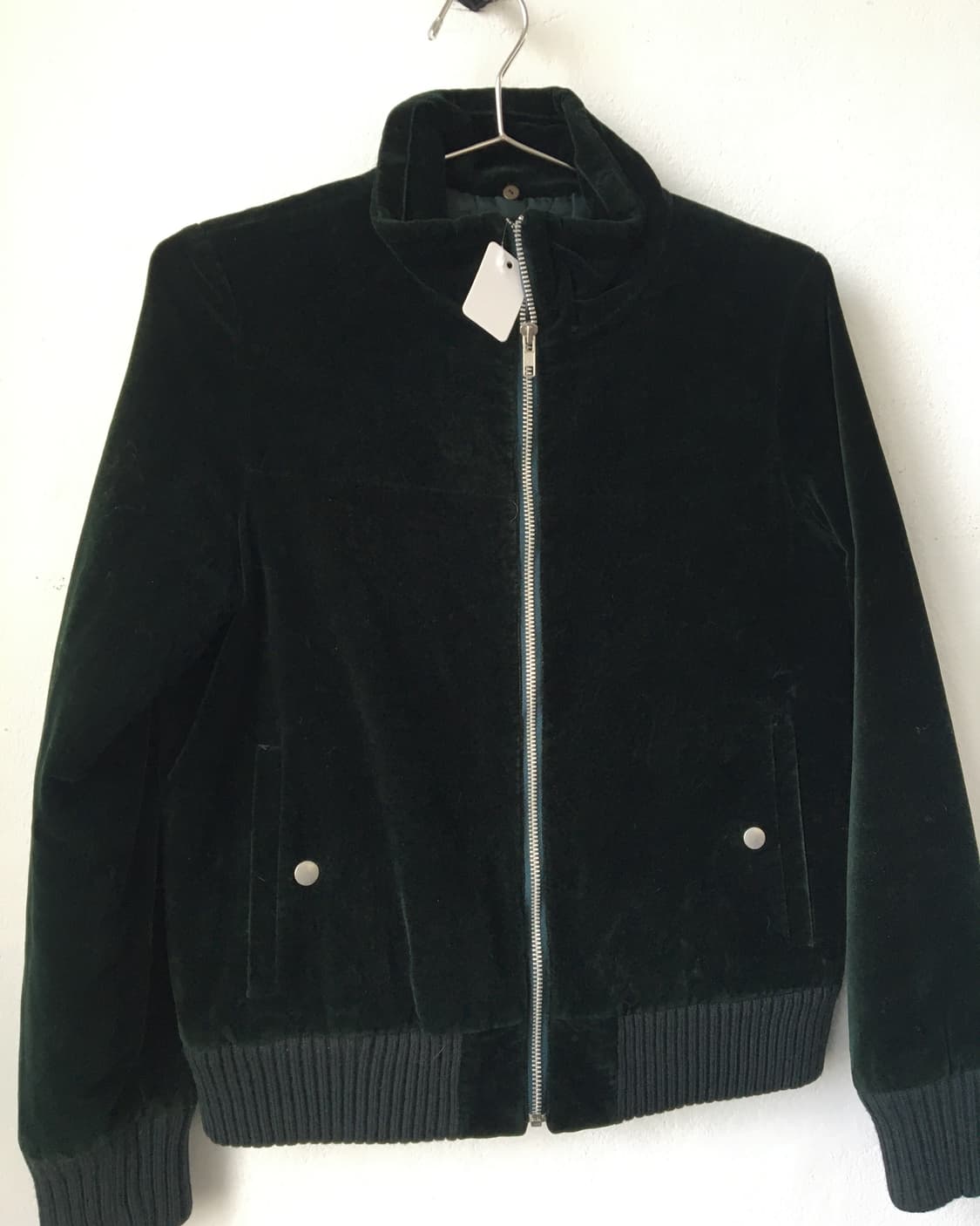 High neck green velour jacket 상품이미지3