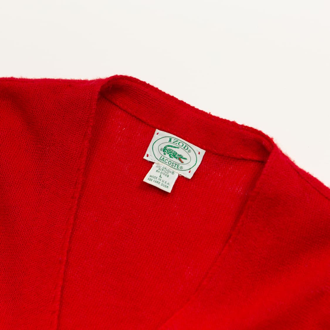 80s IZOD 라코스테 아크릴 가디건 레드 상품이미지4