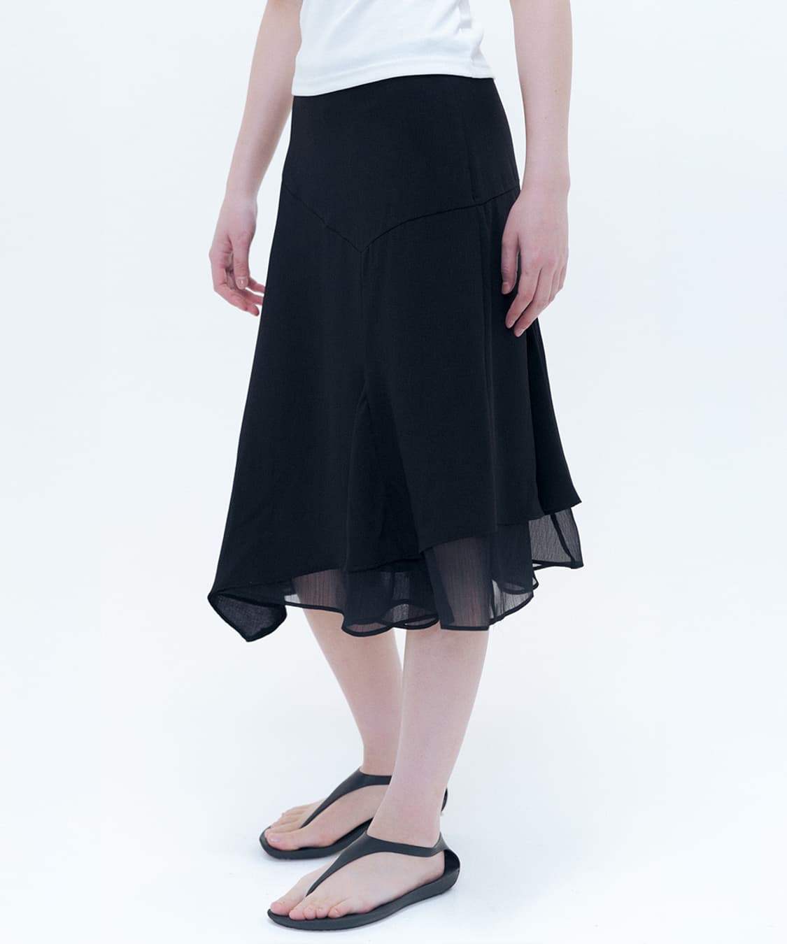 미세키 서울 레이어드 미디 스커트 블랙 상품이미지1