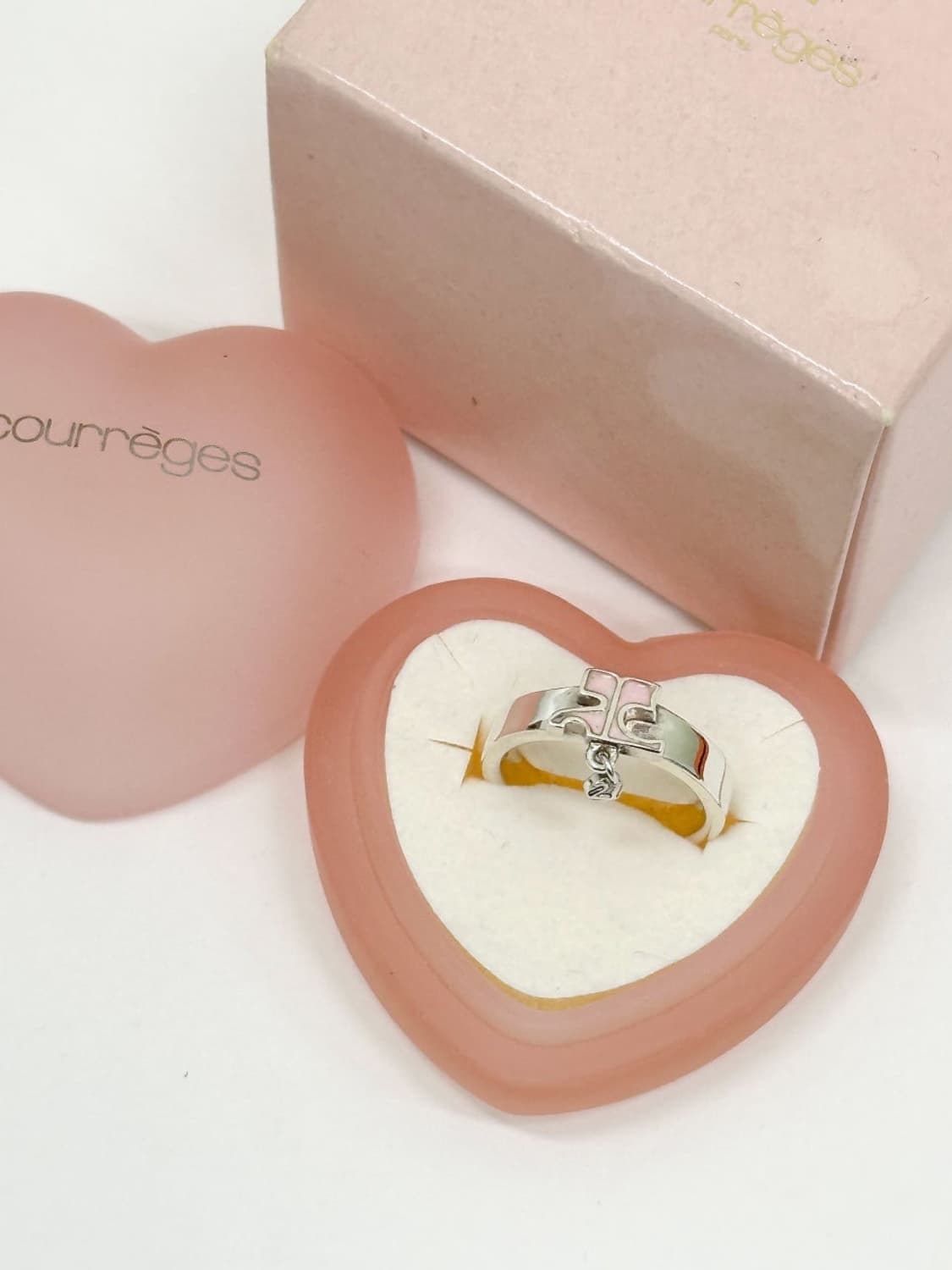 courreges / 꾸레쥬 핑크로고 실버925 반지 상품이미지1