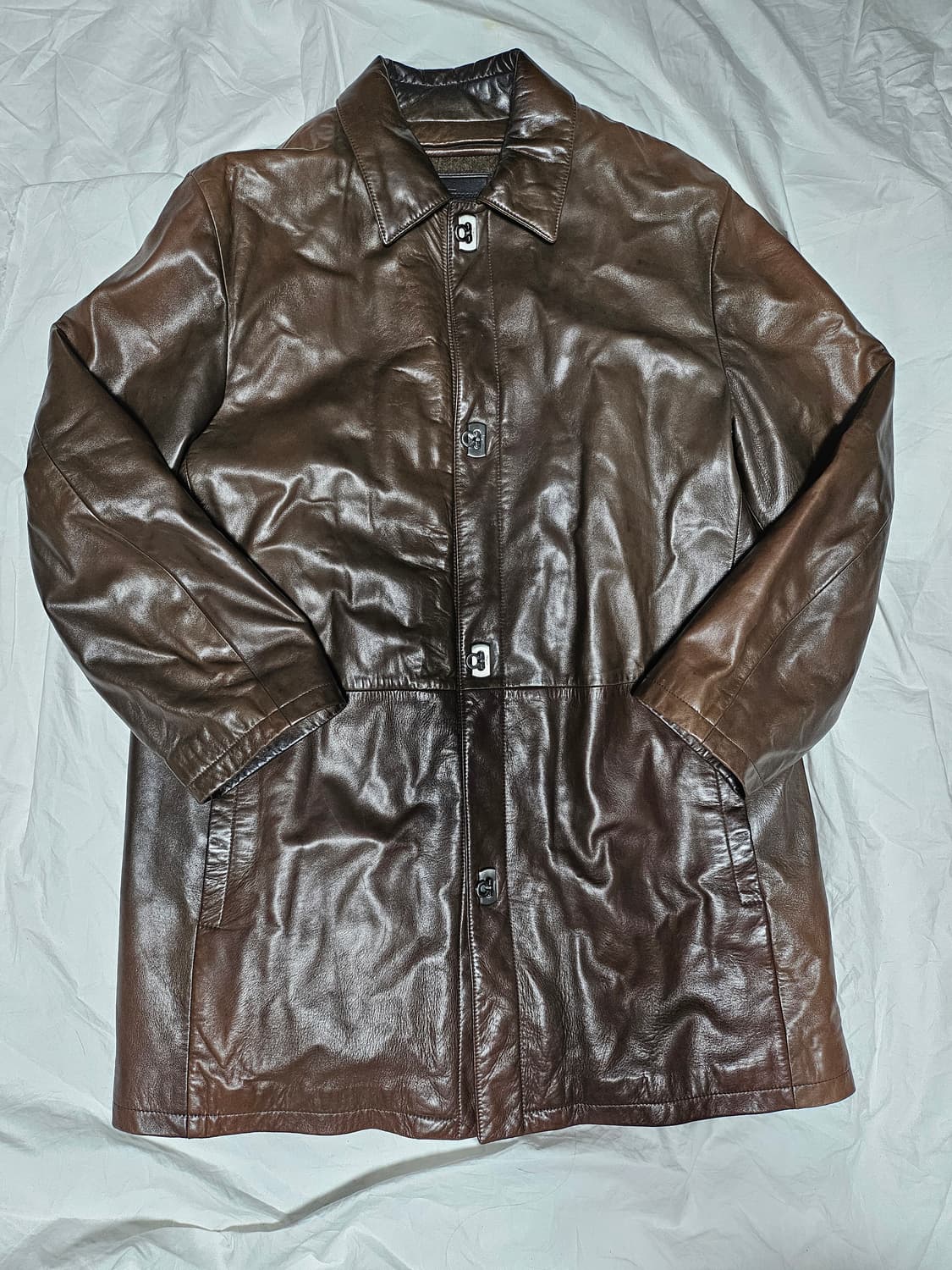 살바토레페레가모 염소 가죽 가죽 자켓 레더 자켓 52 상품이미지1