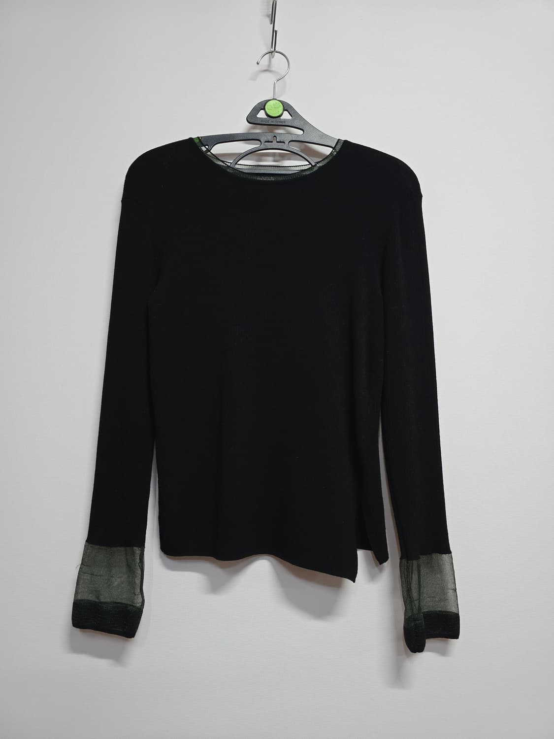 타임 블랙 시스루 소매 니트 긴팔티 롱스커트 상품이미지1