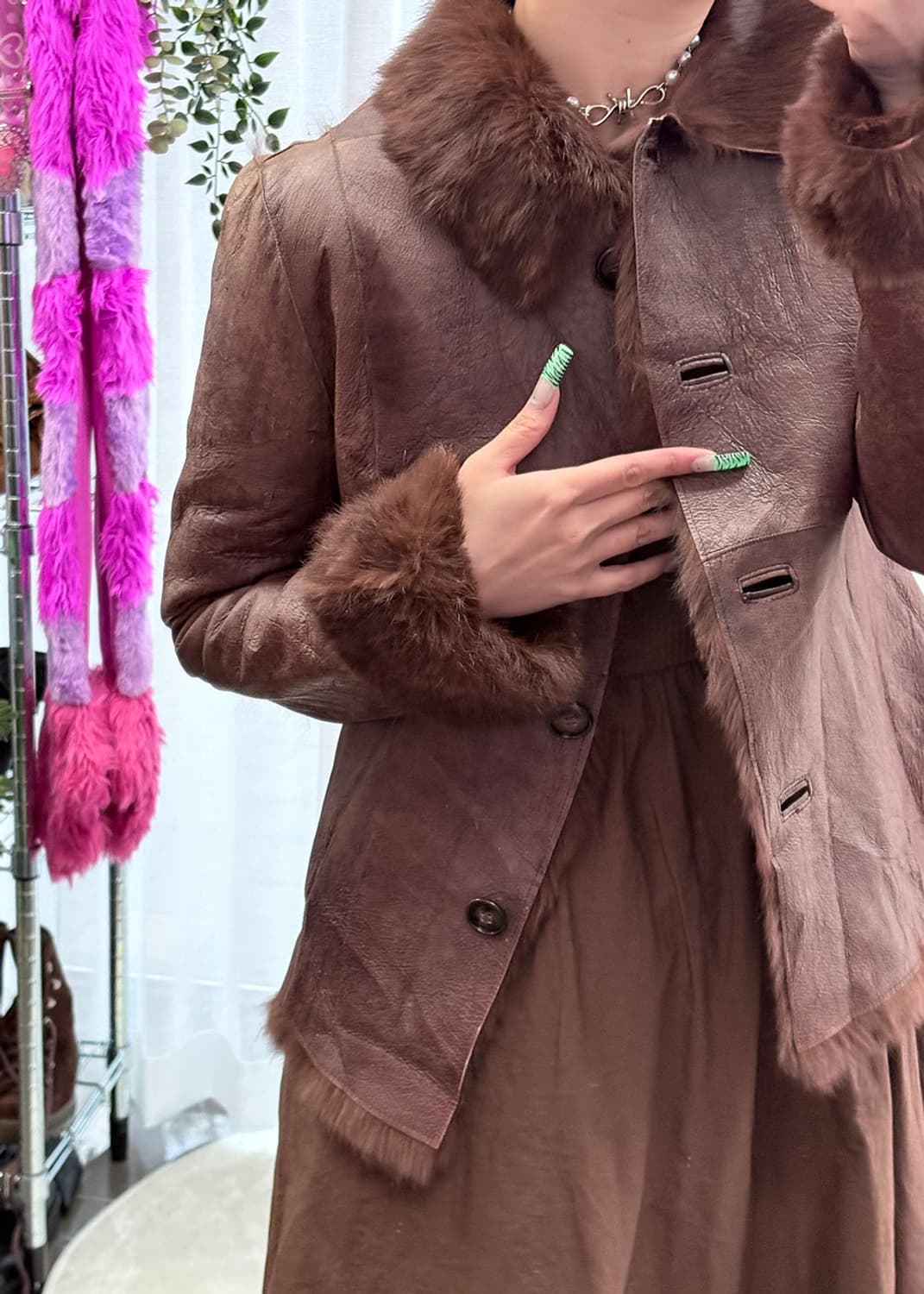 밍크 초코 퍼 자켓 상품이미지1
