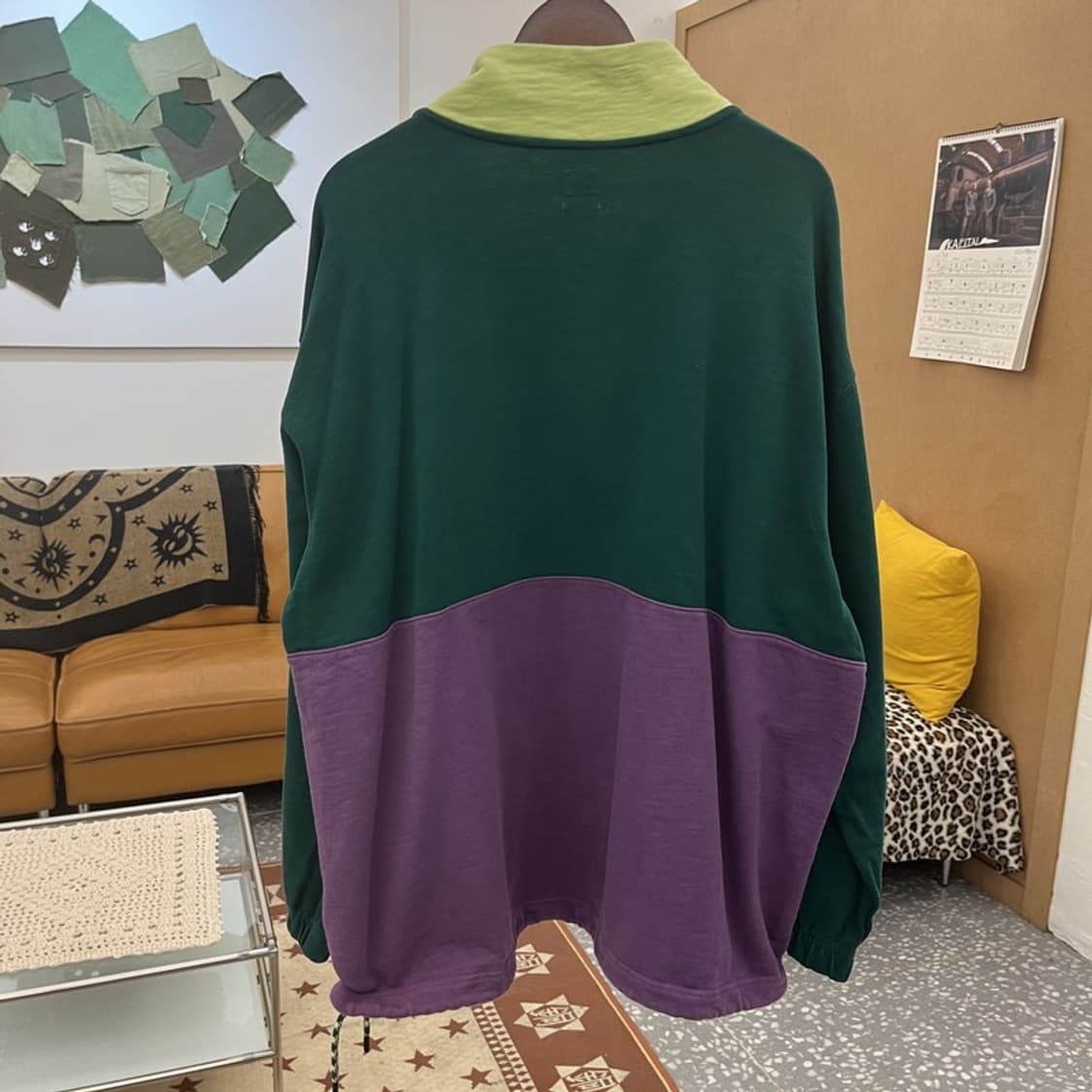 리바이스 레트로 컬러블럭 오버사이즈 반집업 맨투맨 XL C09914 상품이미지4