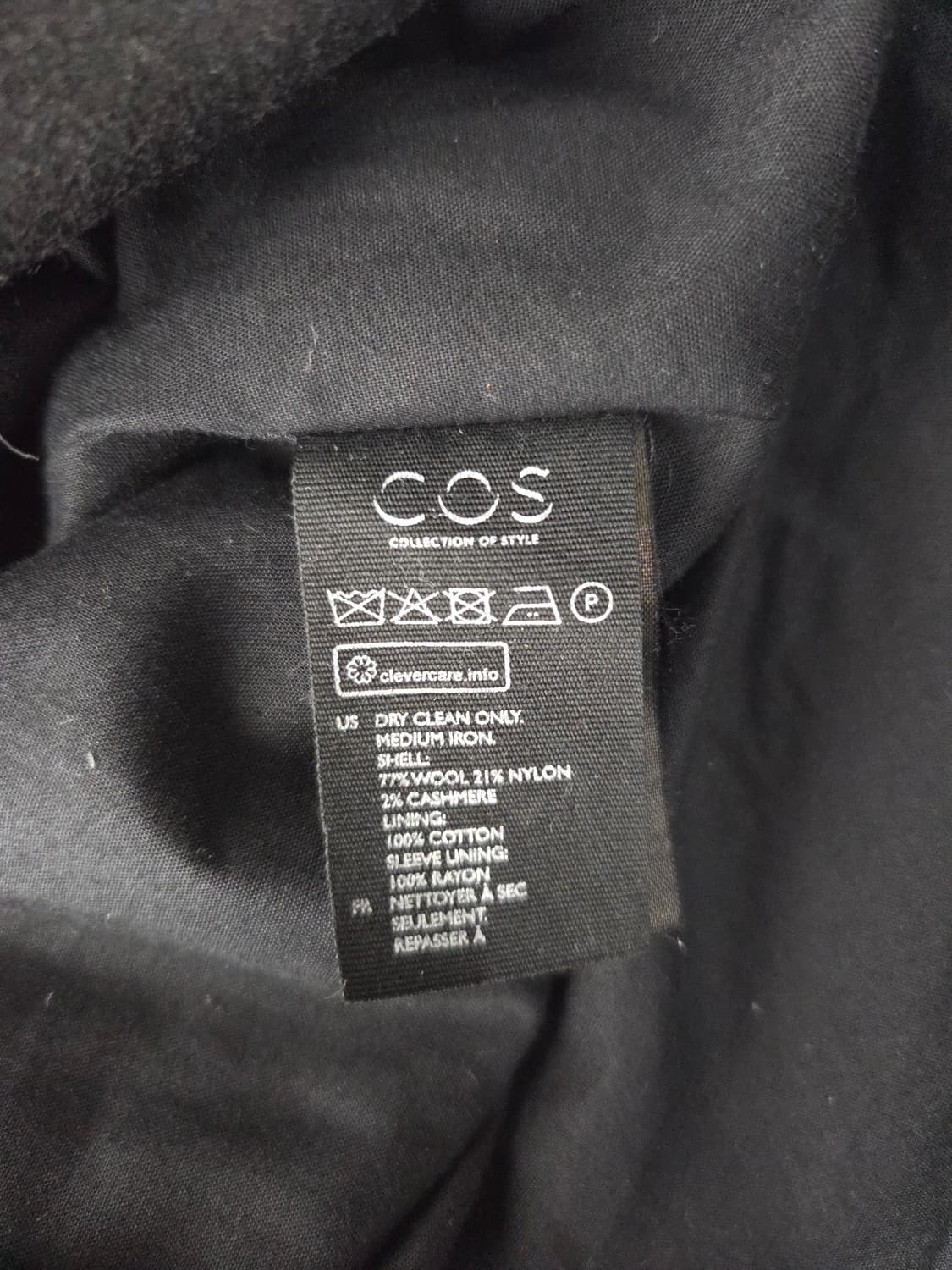 COS 코스 울 캐시미어 블렌드 봄버 넥 코트 상품이미지9