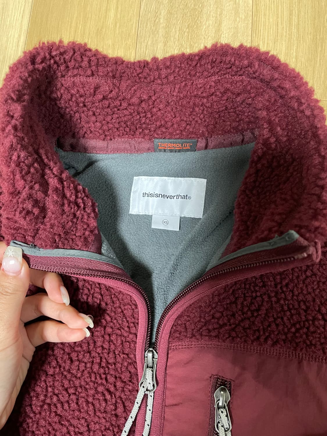디스이즈네버댓 SP 셰르파 플리스 자켓 버건디 XS 상품이미지7