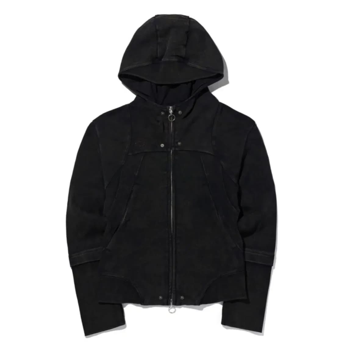 미스치프 롬버스 펀칭 후디 후드집업 블랙 상품이미지1