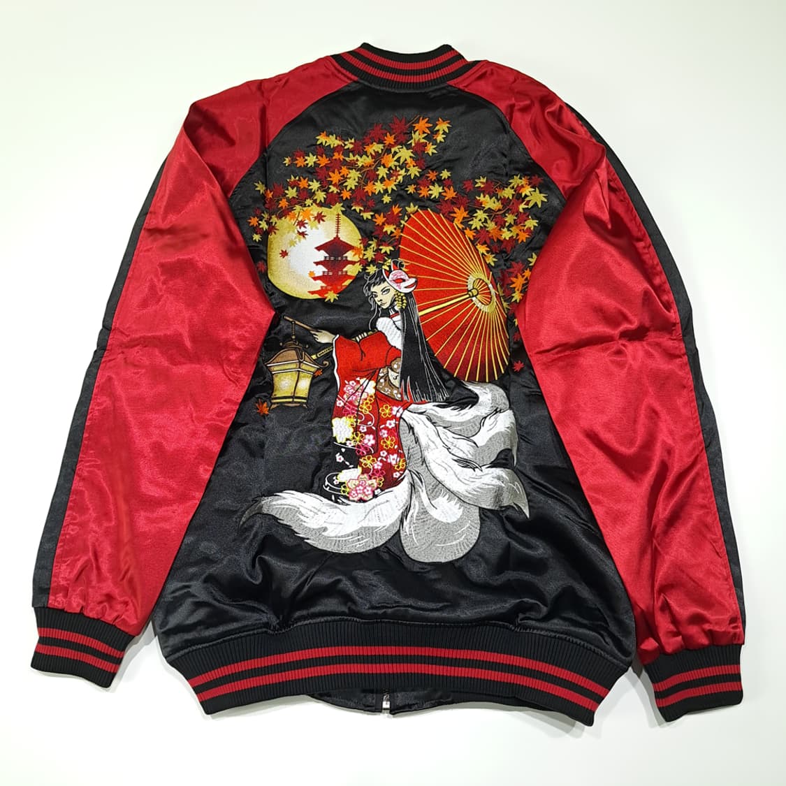 CL931 [새상품] XL ROGUE 새틴 구미호자수 블랙레드 스카잔 상품이미지6