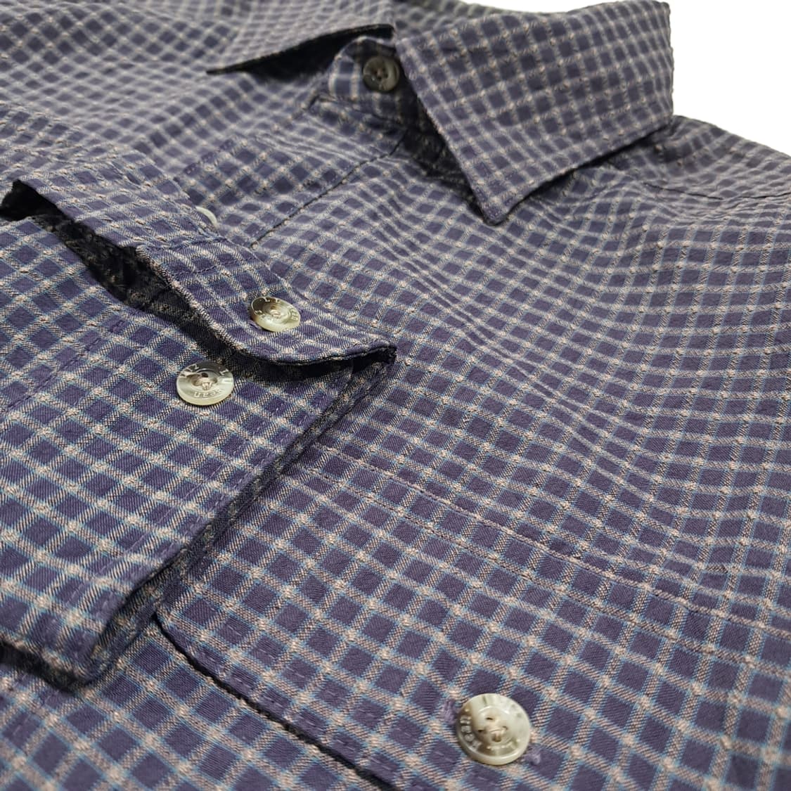 CL879 M 엘엘빈 90s 올드네이비 스몰 체크 시어서커 셔츠 남방 상품이미지4