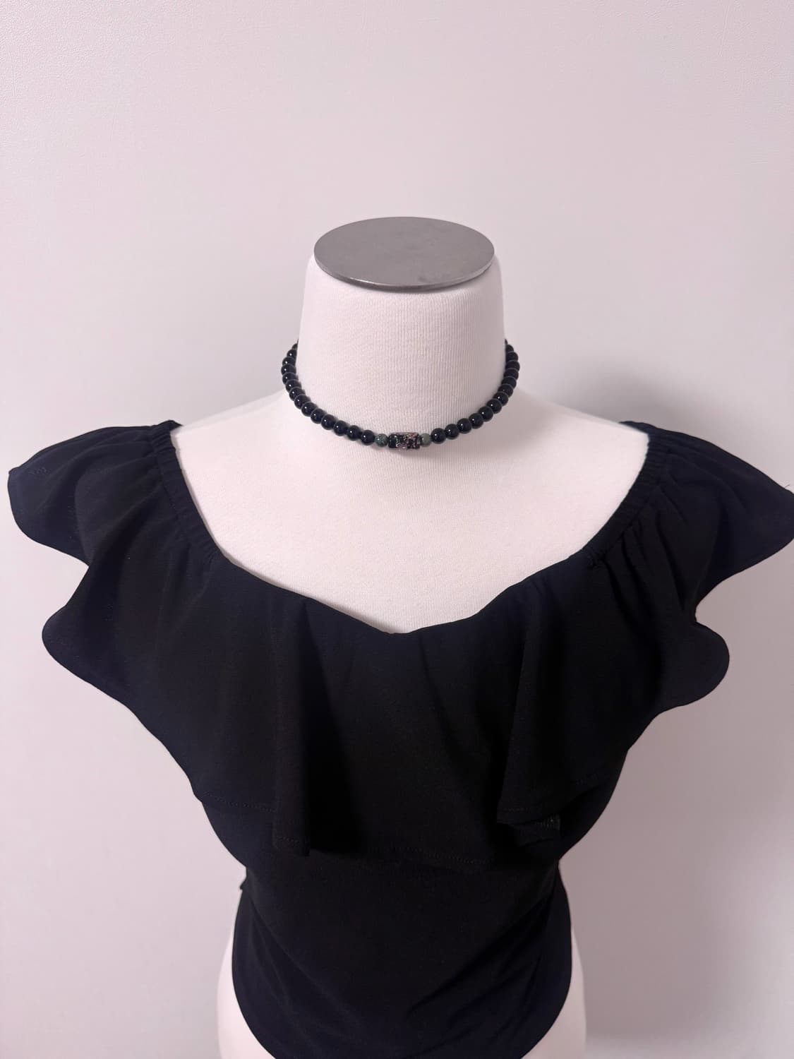 viburnum shop 오리엔탈 장미 초커 목걸이(블랙/옥) 상품이미지1