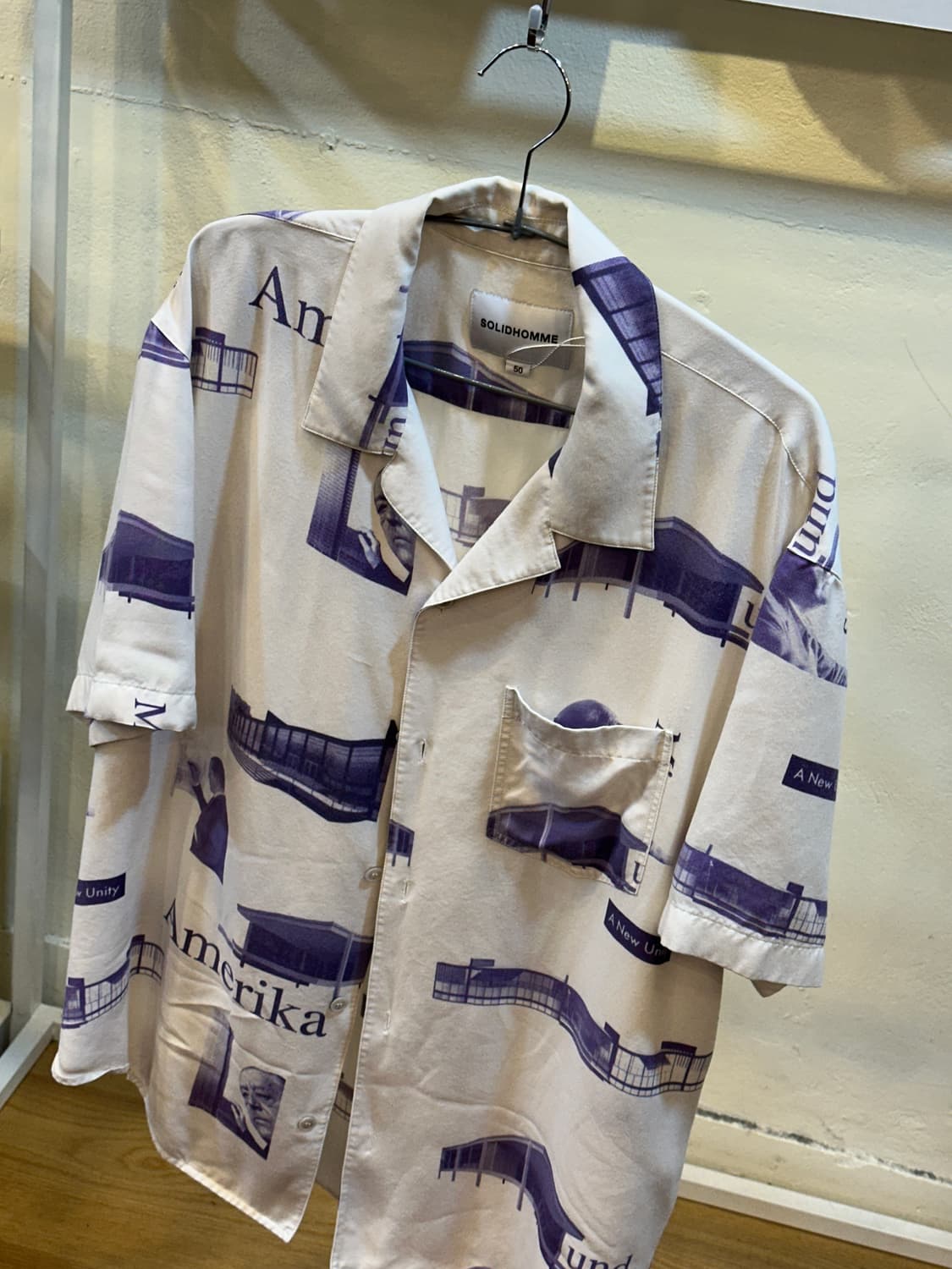 솔리드 옴므 그래픽 프린트 오픈카라 셔츠 상품이미지2