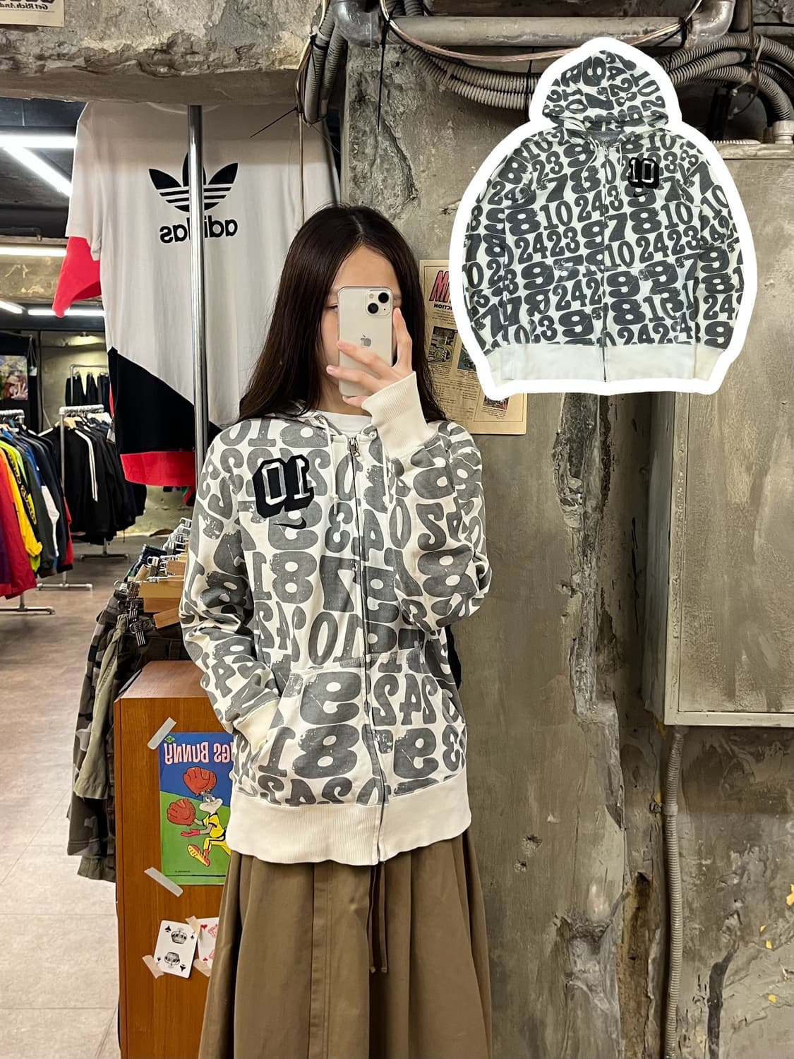 나이키 패턴 후드집업 그레이 M #csz1307 상품이미지1
