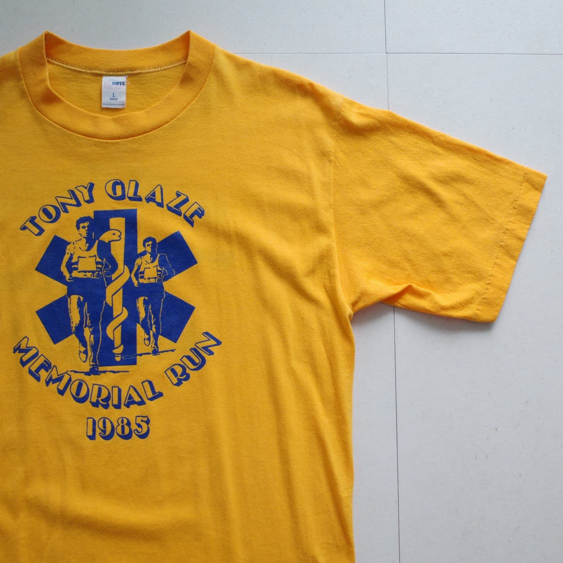 80s 소피 1985 마라톤 빈티지 수소봉제 티셔츠 L 상품이미지3