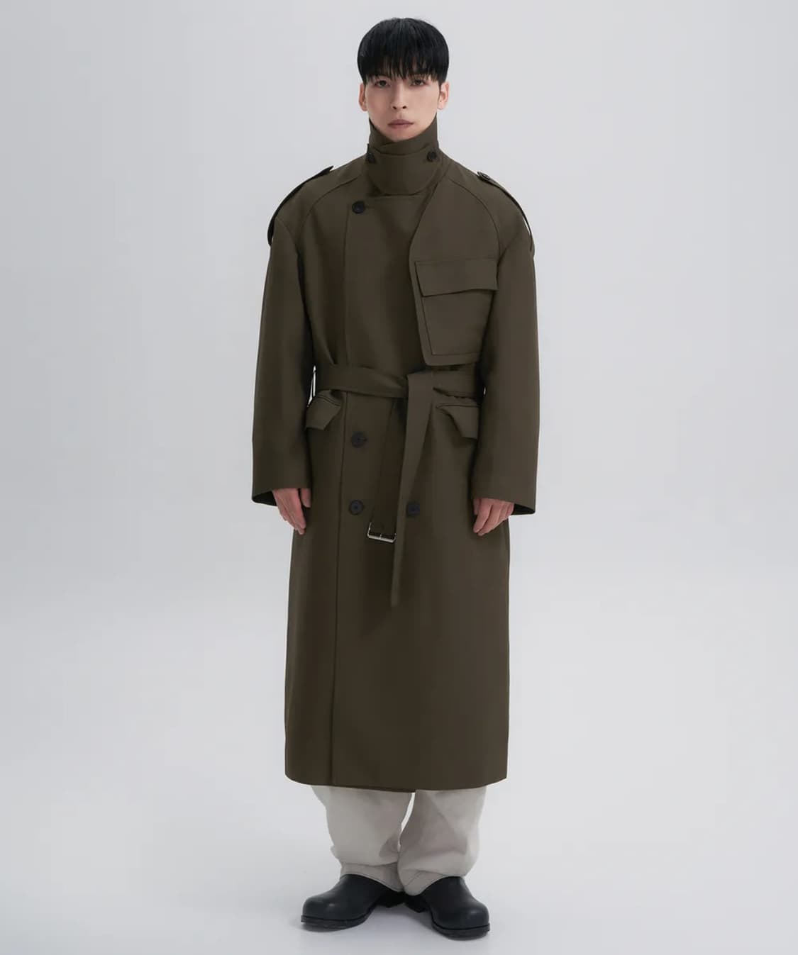 [깡스타일리스트 콜라보] SASAKI 더블 포켓 트렌치 코트 DARK K 상품이미지1