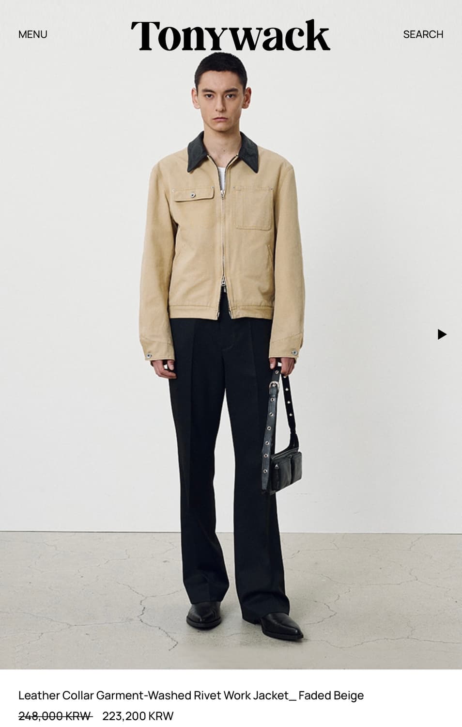 토니웩 레더 카라 워크 자켓 베이지 XL 상품이미지1