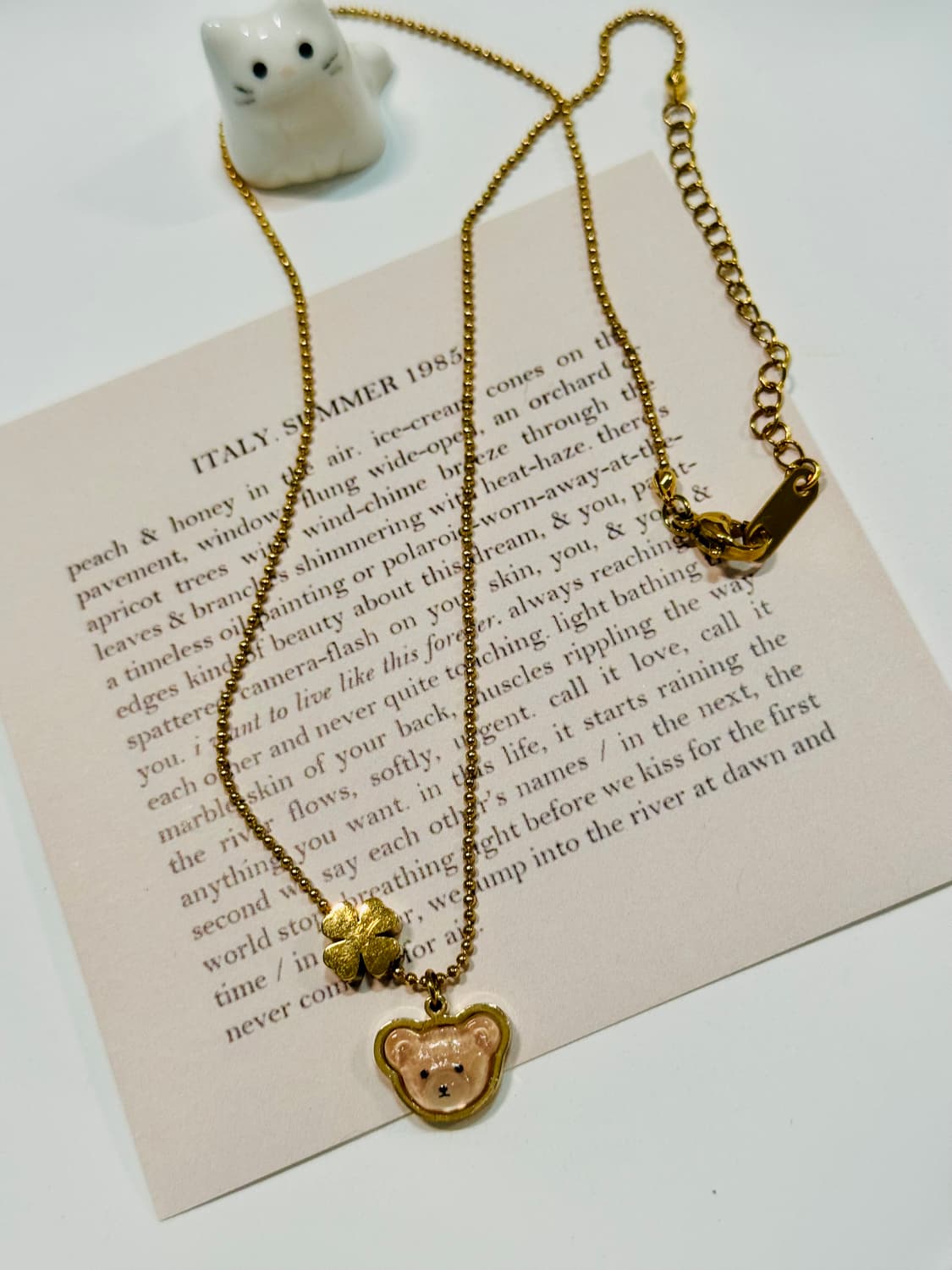 내외국인 인기최고🧡 테디베어 클로버 목걸이🧸🍀 상품이미지2