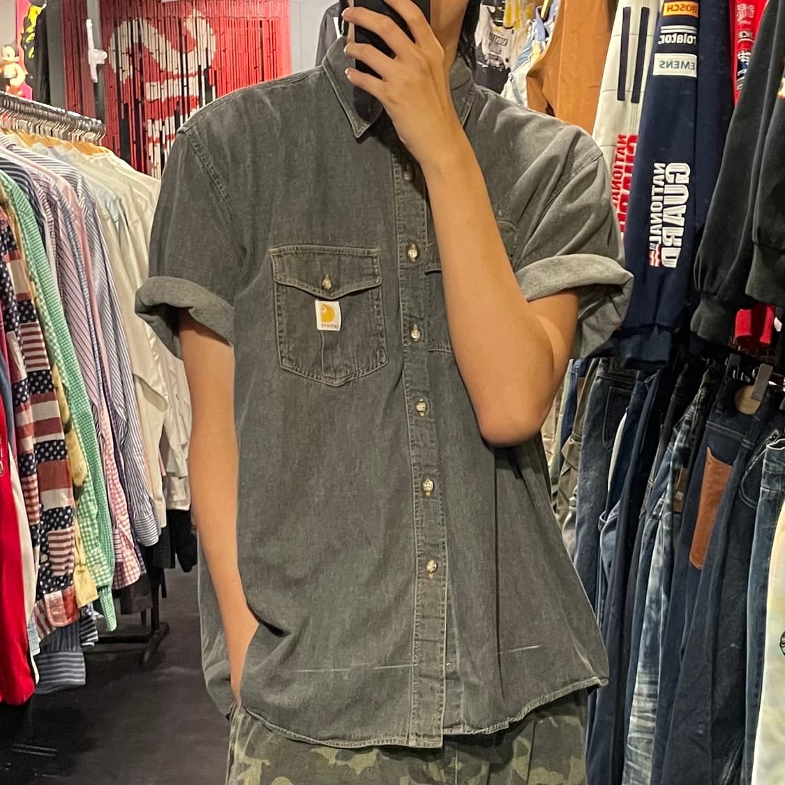 [IM] carhartt 칼하트 흑청 데님 반팔셔츠 상품이미지3