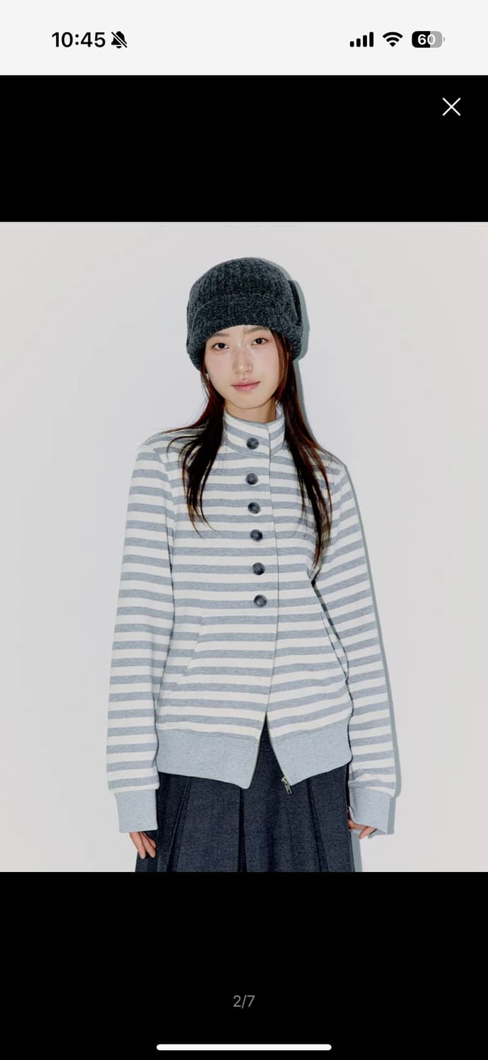 오피쉬 BUTTON STRIPE TWO-WAY ZIP UP MELANGE 상품이미지1