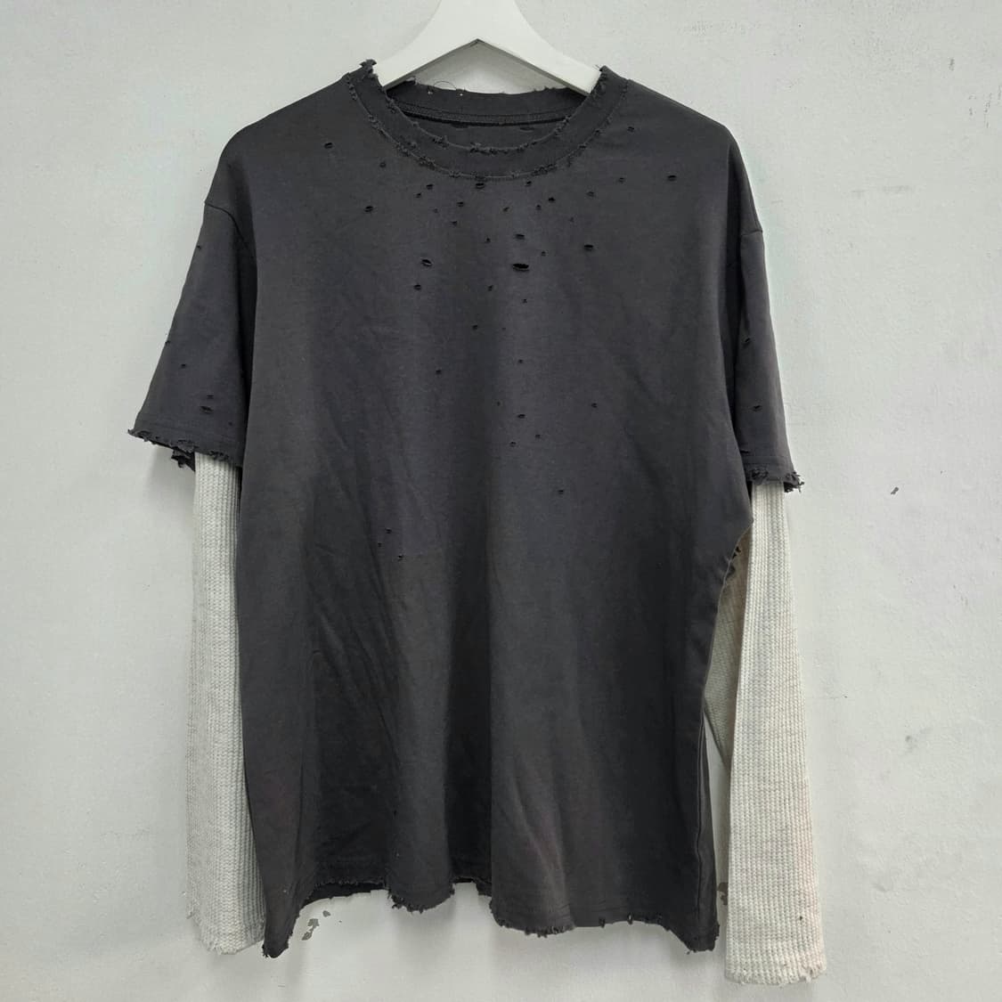 빈티지 와플 긴팔 레이어드 티셔츠 상품이미지3