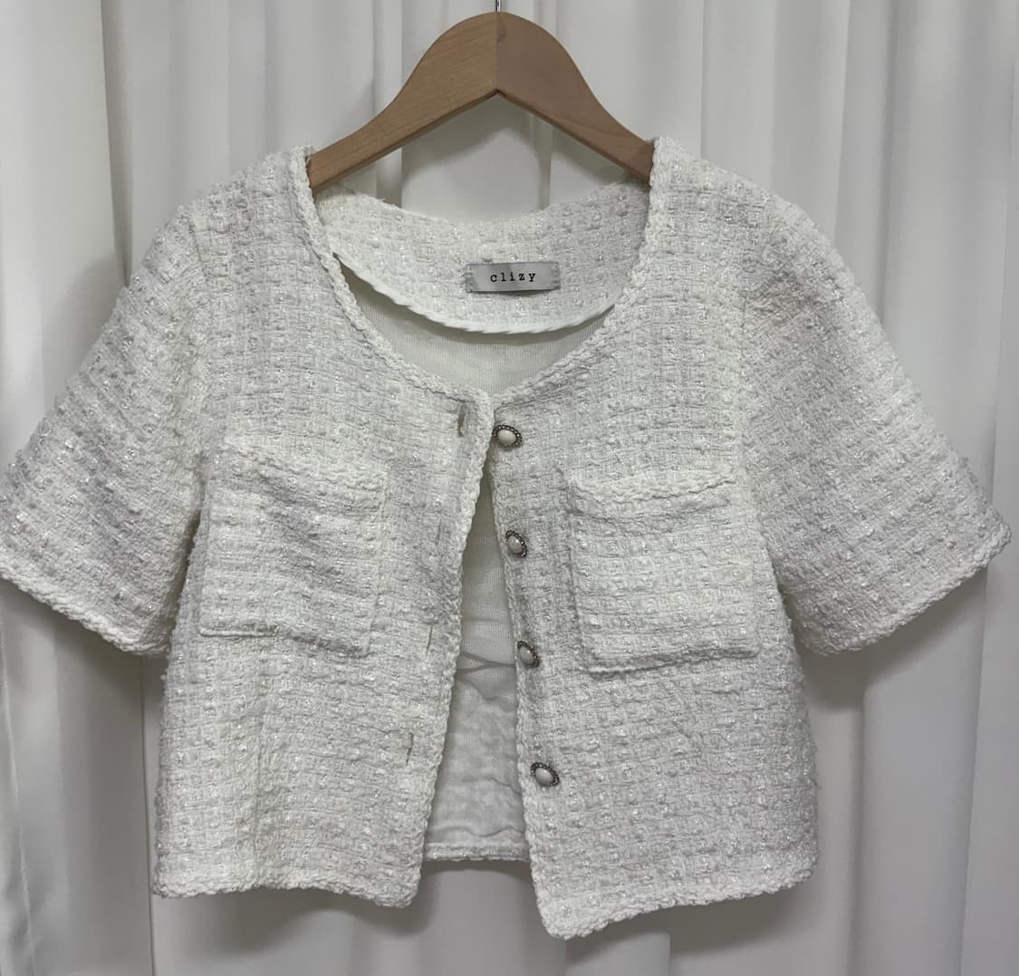 clizy 화이트 포켓 트위드 자켓 상품이미지6