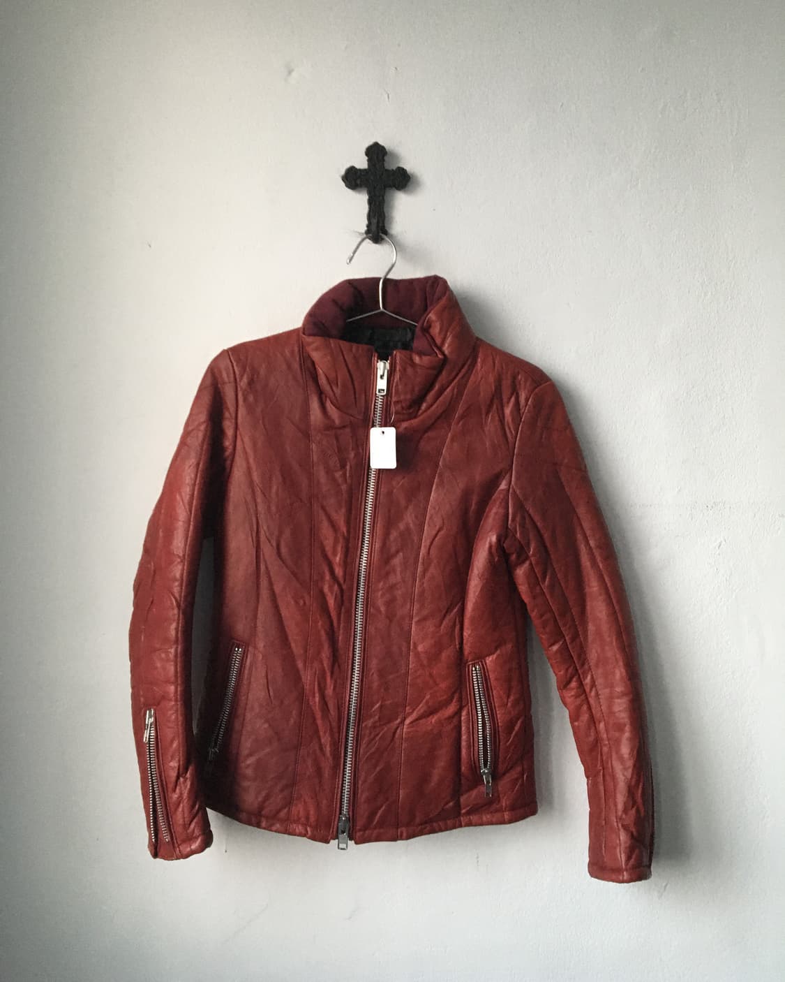 High neck leather jacket 상품이미지2