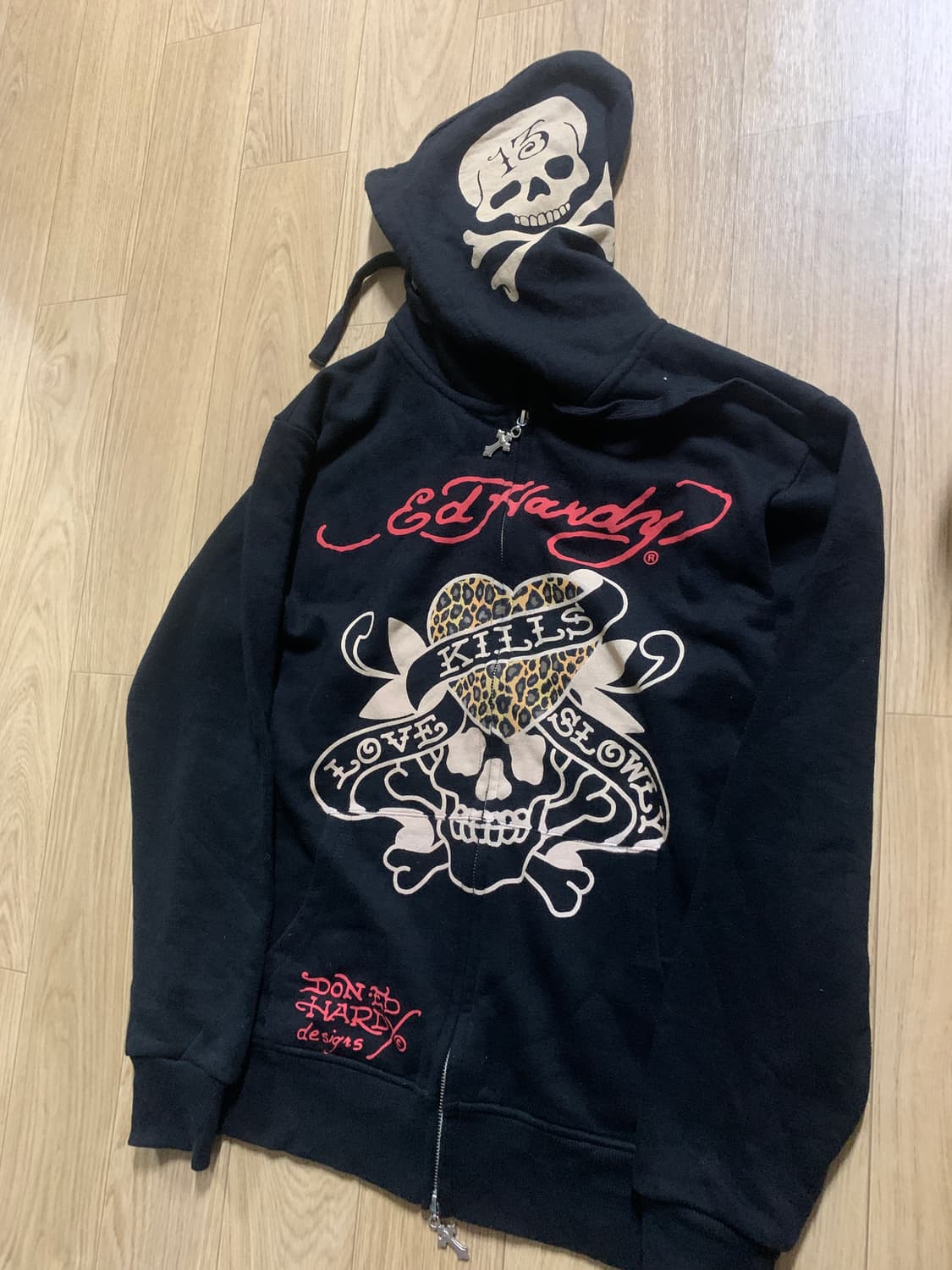 L-95)Ed hardy 에드하디 스컬프린팅 후드집업 상품이미지1