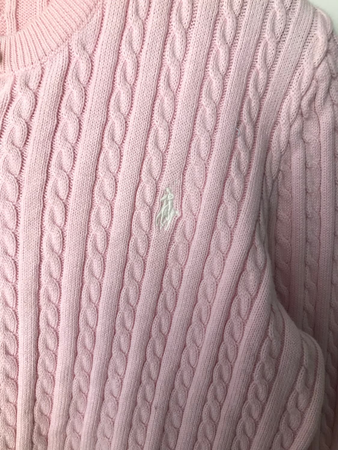 폴로 랄프로렌 QR 신형 딸기우유 꽈배기 니트 가디건 상품이미지3