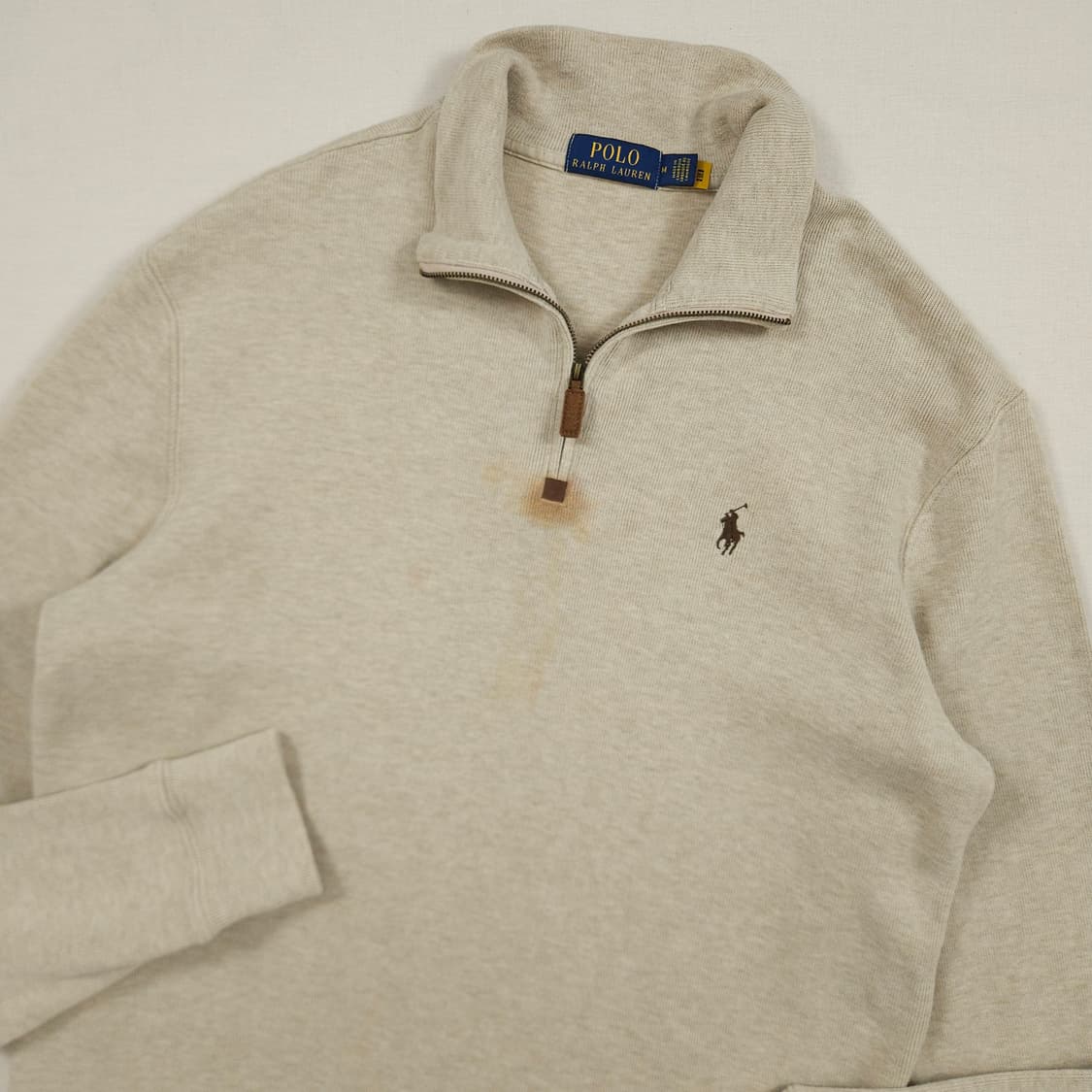 L(100) 폴로 랄프로렌 신형 반집업니트 오트밀컬러 상품이미지1