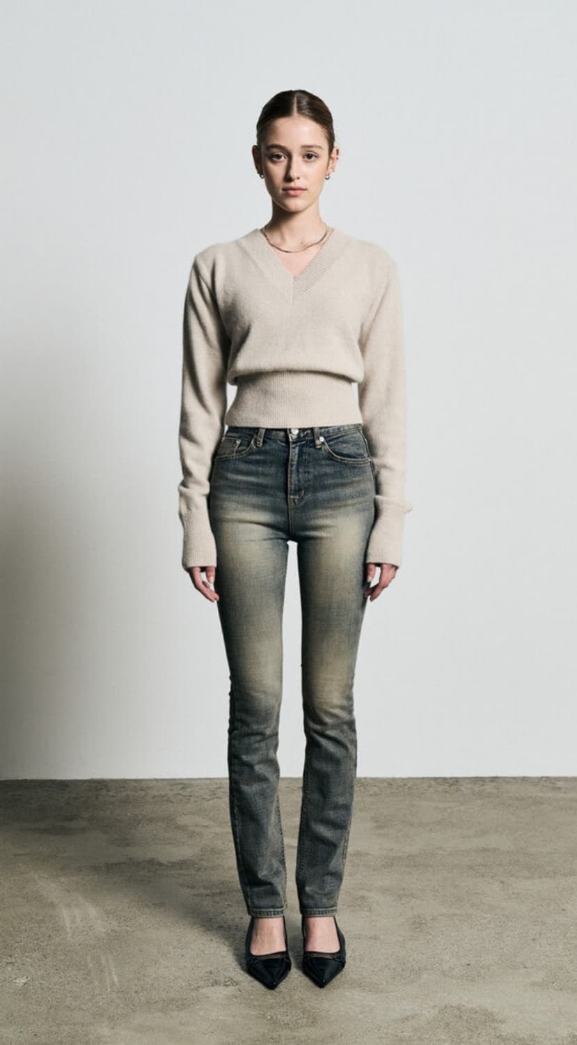 보헴서 스트레이트 팬츠 블루 m사이즈 상품이미지1