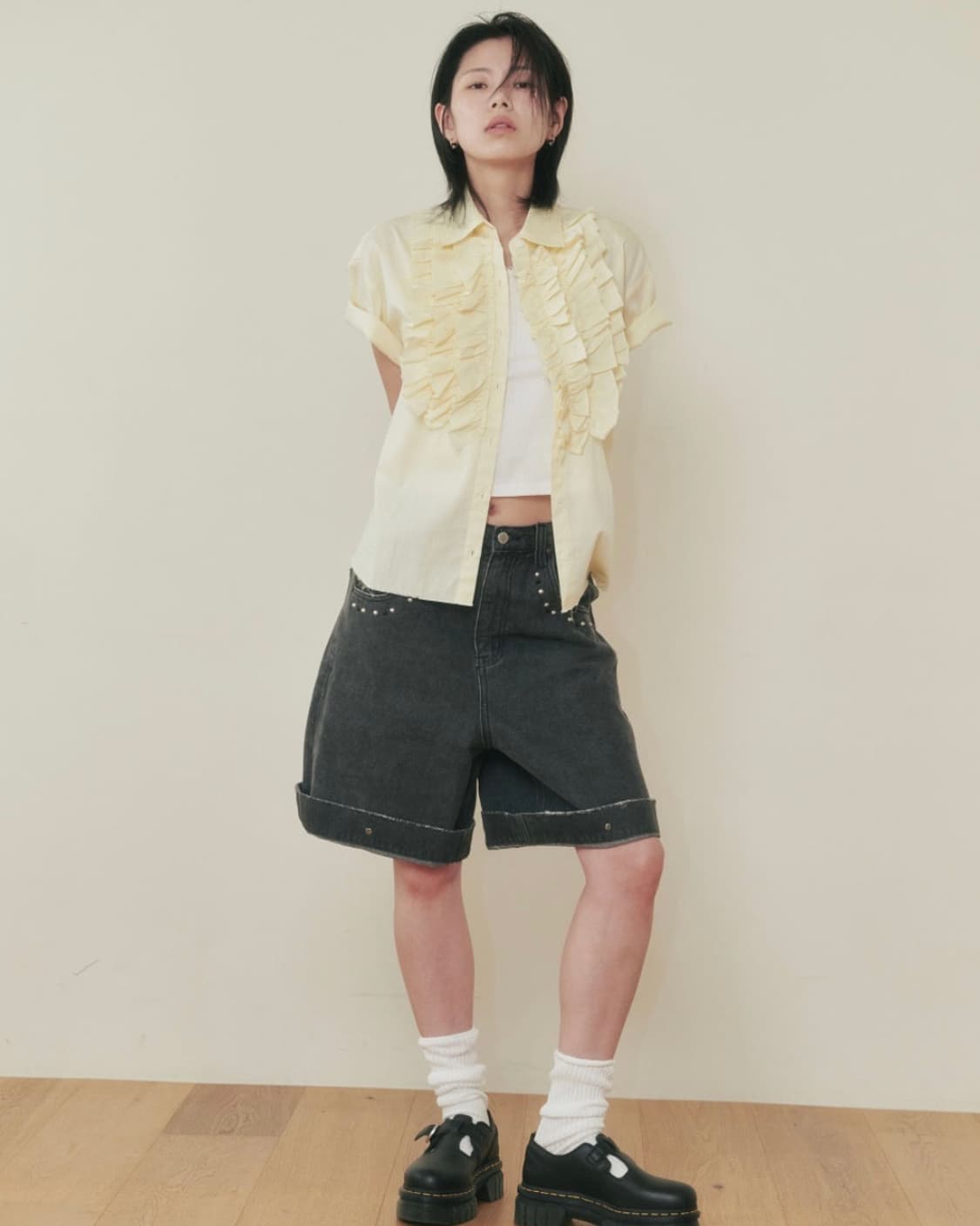 플리즈노팔로우 옥스포드 프릴 셔츠 / Lemon 상품이미지4